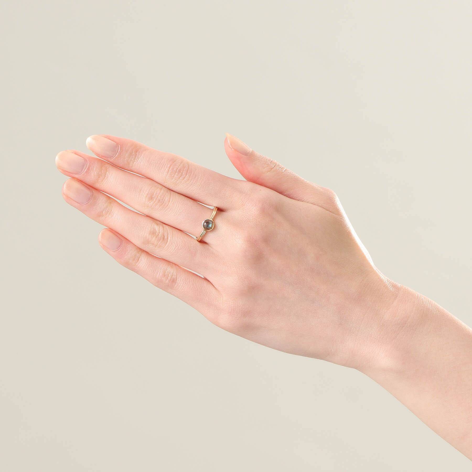 COCOSHNIK「K10ラブラドライト ラウンドカボション リング」|リング|