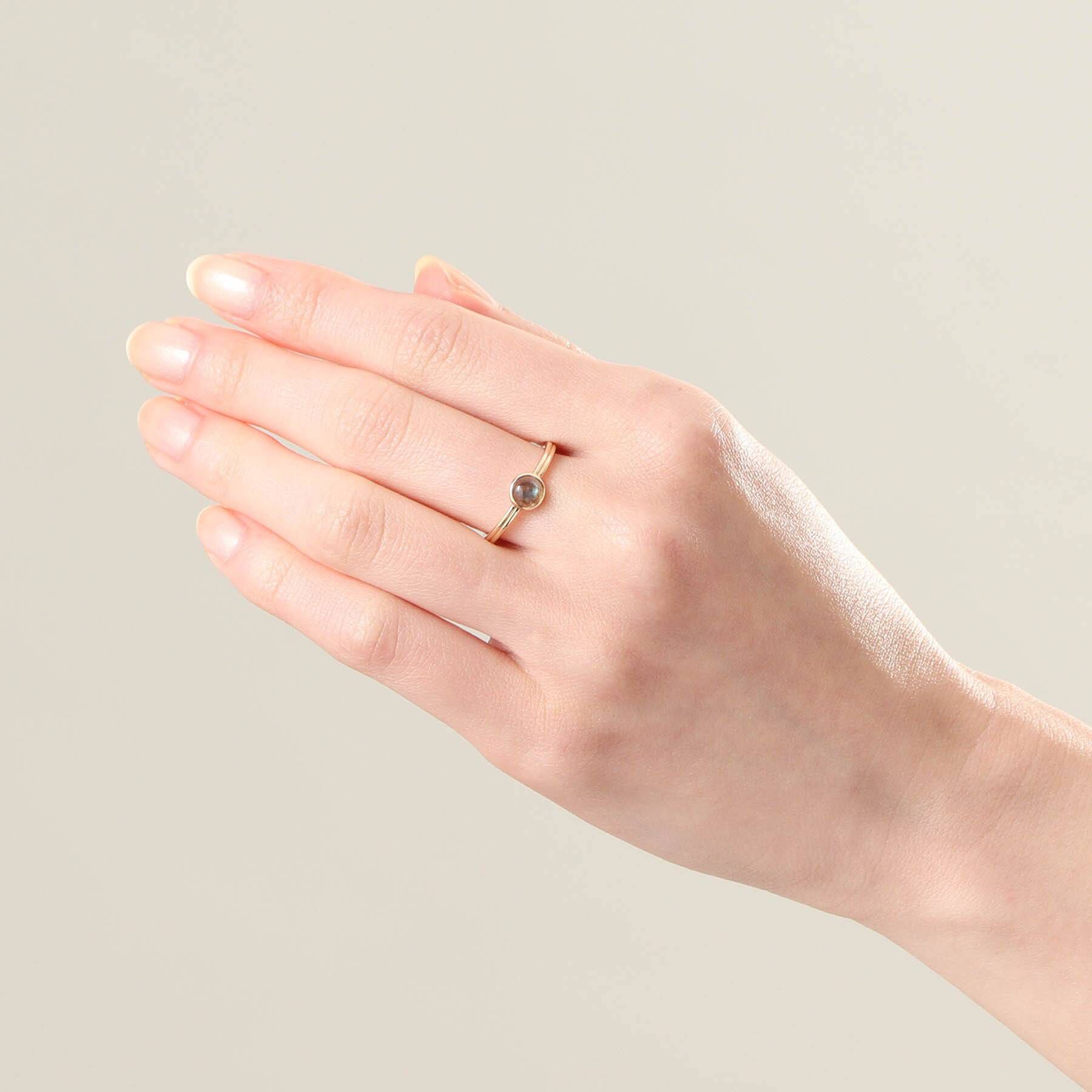 COCOSHNIK「K10ラブラドライト ラウンドカボション リング」|リング|