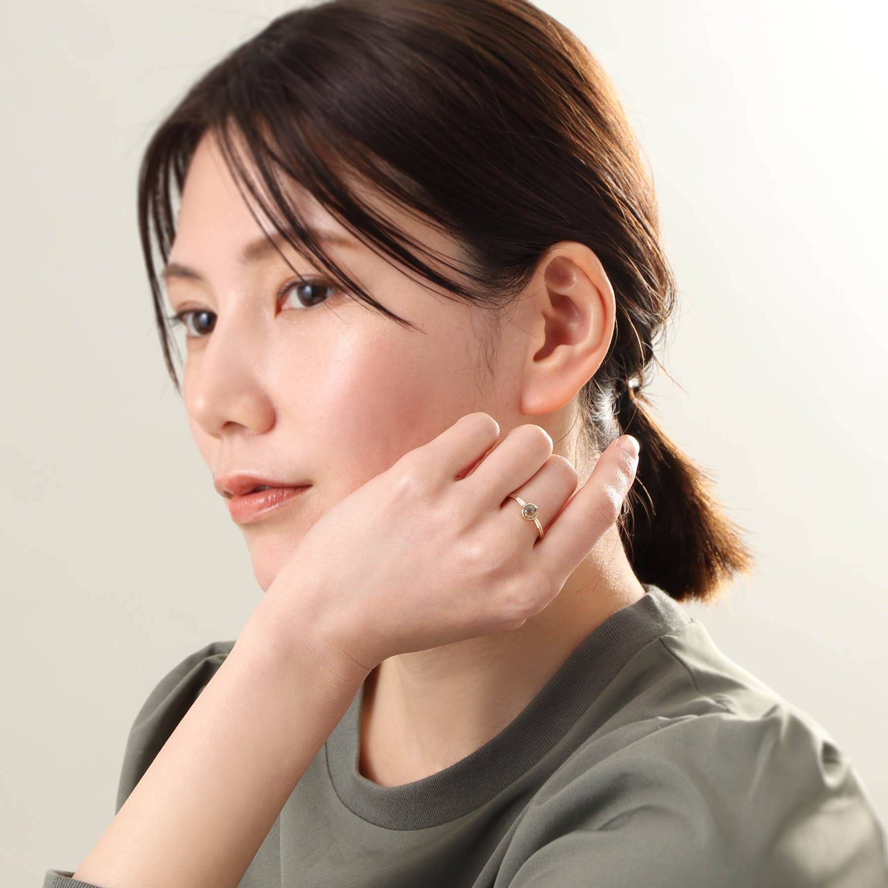 COCOSHNIK「K10ラブラドライト ラウンドカボション リング」|リング|