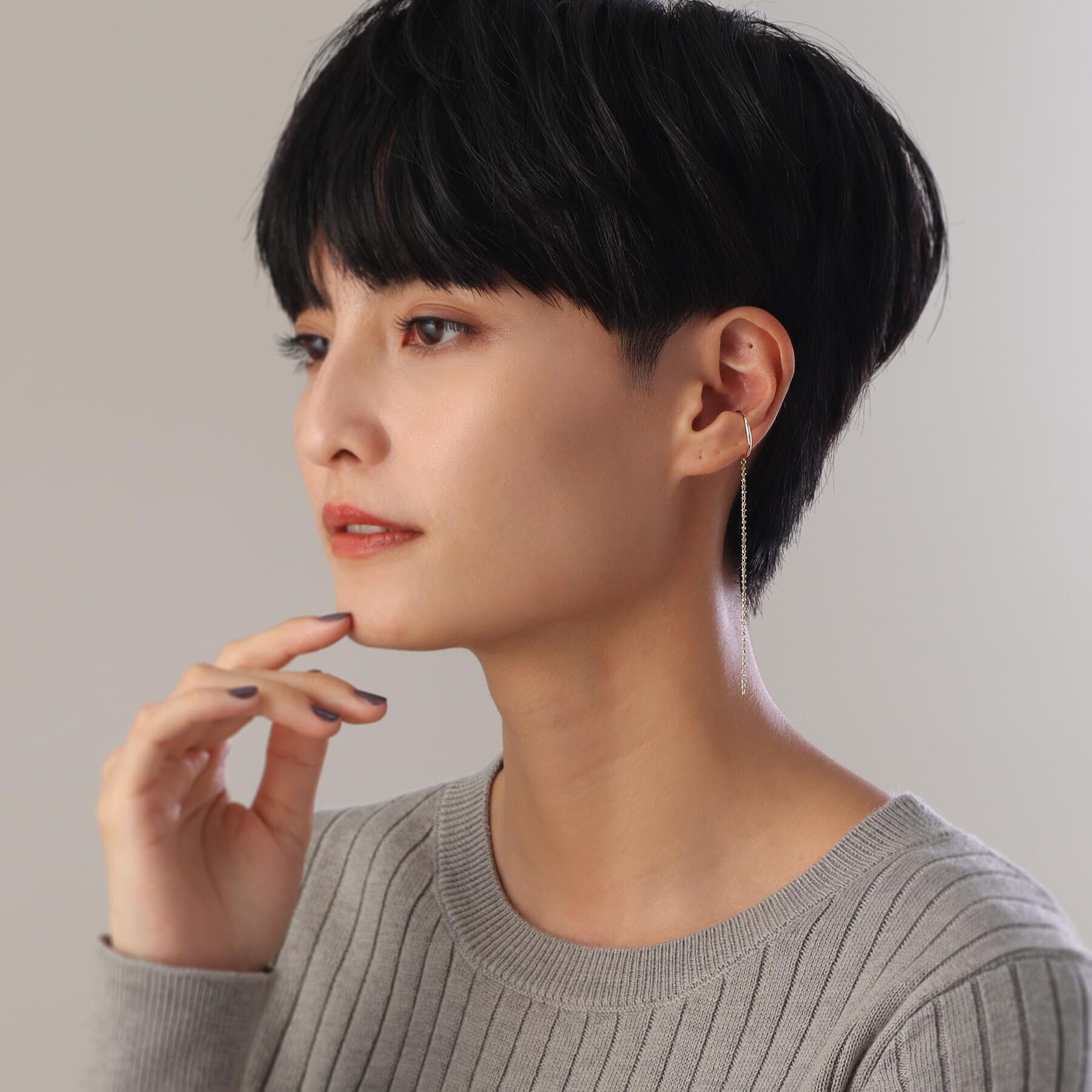 COCOSHNIK「K10カットビーズチェーン イヤーカフ」|イヤリング|
