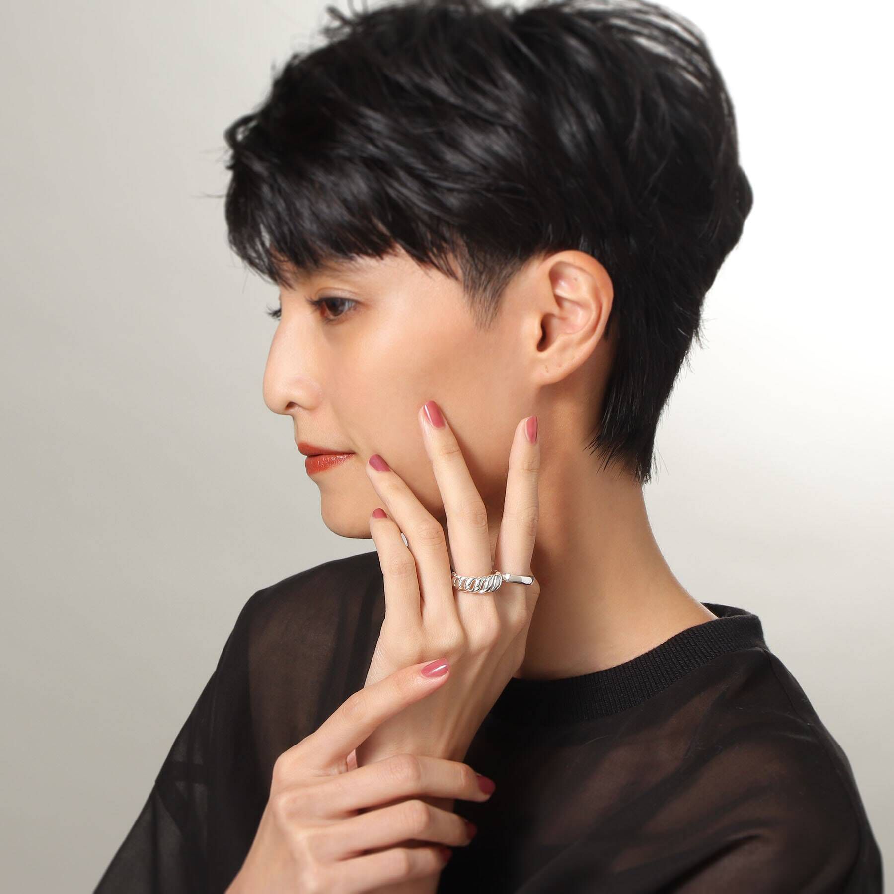 COCOSHNIK「シルバー シフトスクエア リング」|リング|