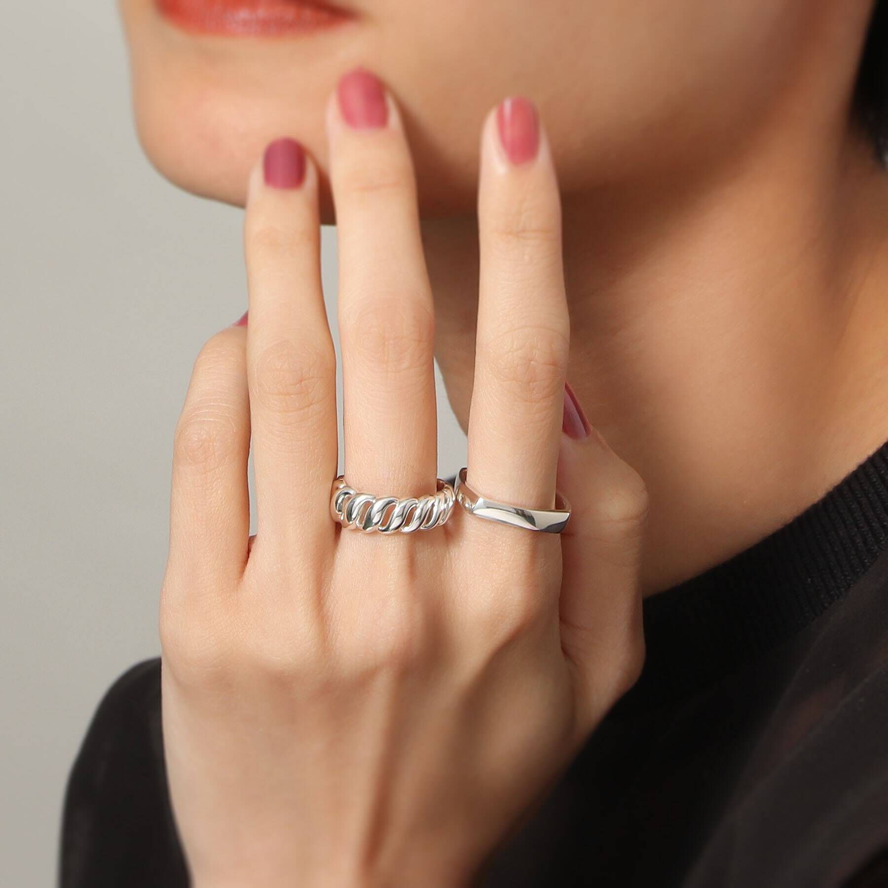 COCOSHNIK「シルバー シフトスクエア リング」|リング|