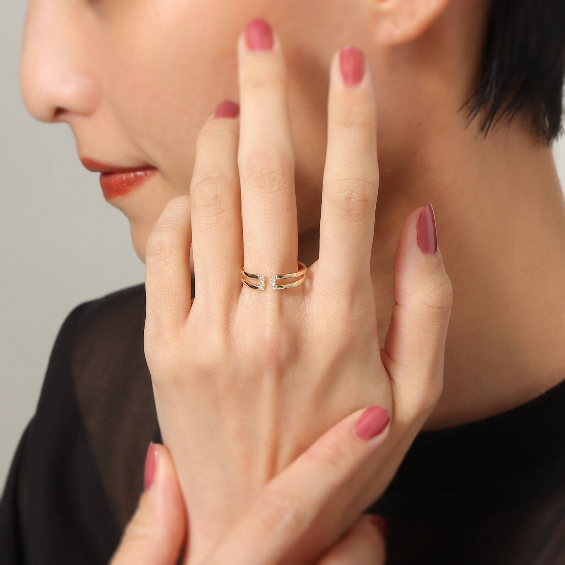 COCOSHNIK「K10ダイヤモンド アーチラインスリット リング」|リング|