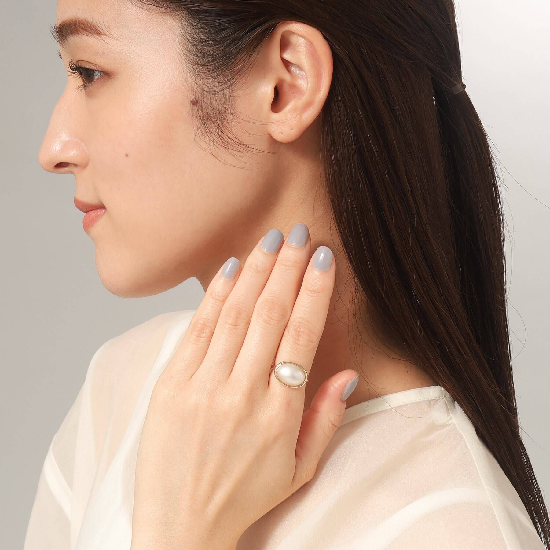 COCOSHNIK「K10マベパール横オーバル リング」|リング|