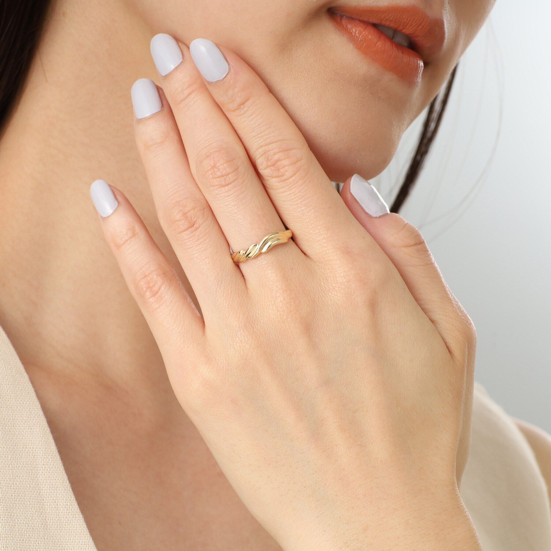 COCOSHNIK「K10ウェーブロープ リング」|リング|