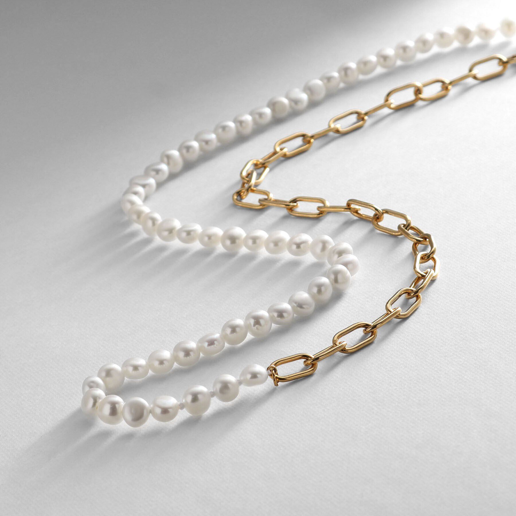 COCOSHNIK ONKITSCH「シルバー バロックパール ２Wayチェーンミックス ネックレス GP」|ネックレス|