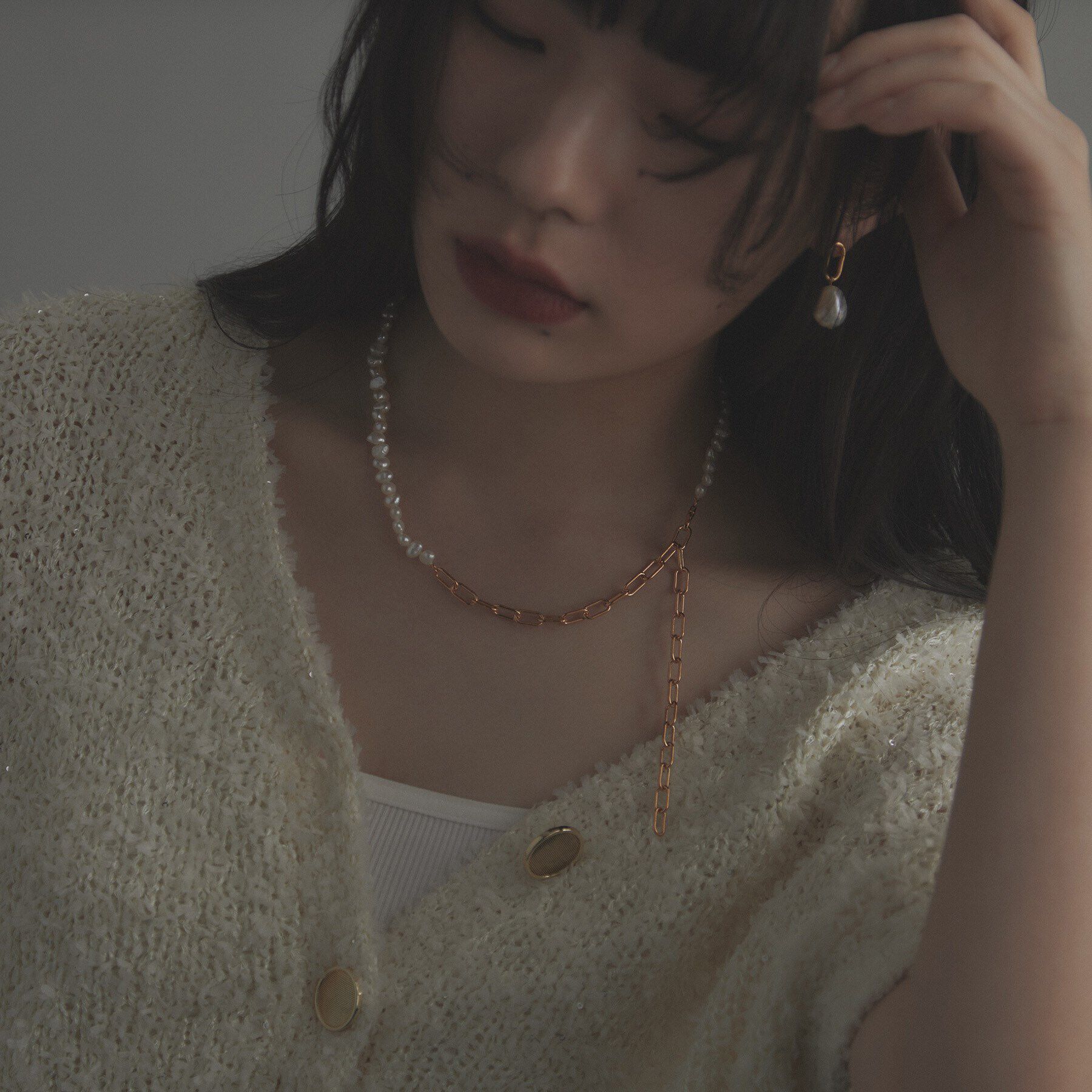 COCOSHNIK ONKITSCH「シルバー バロックパール ２Wayチェーンミックス ネックレス GP」|ネックレス|