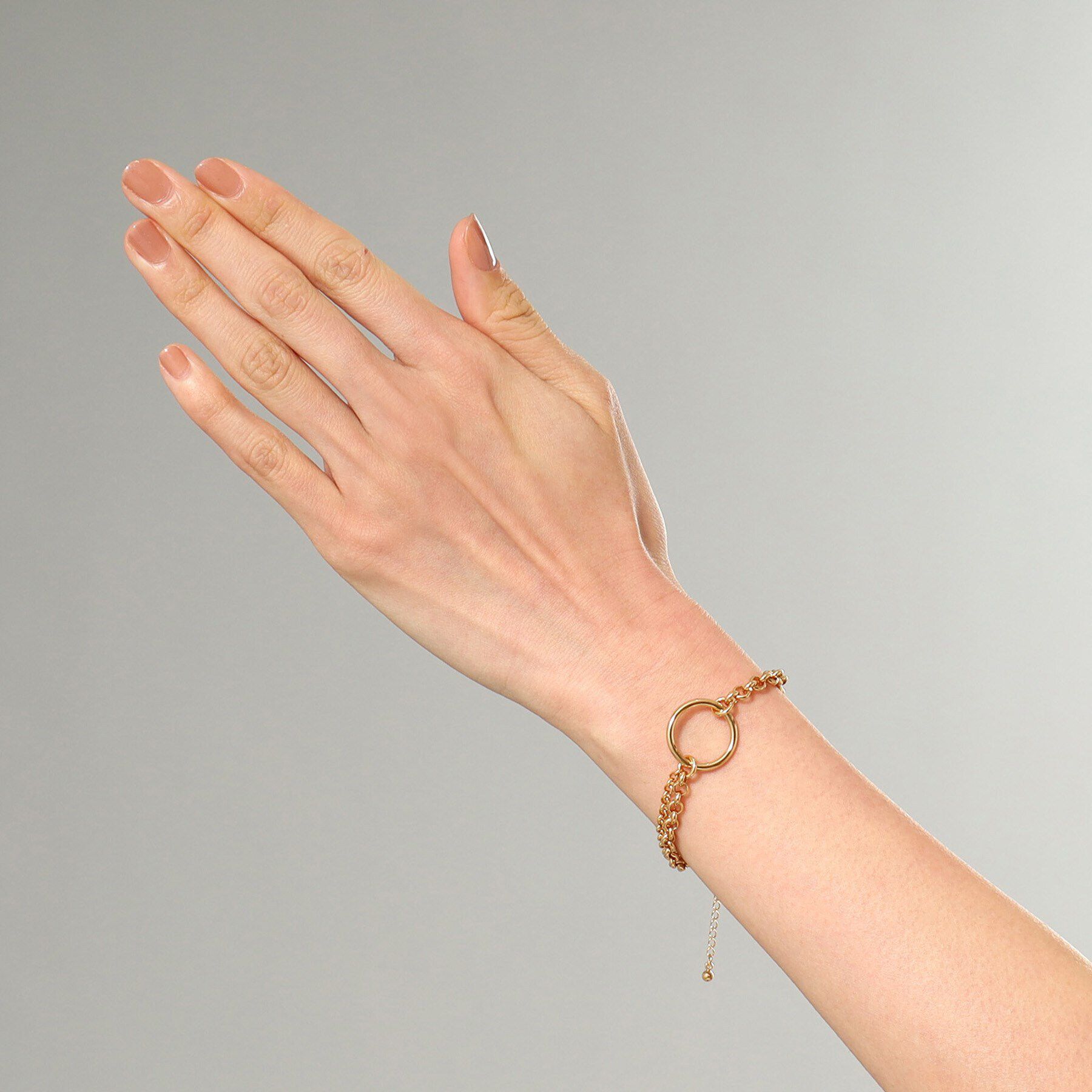 COCOSHNIK ONKITSCH「シルバー サークルモチーフ ダブルチェーンブレスレット GP」|ブレスレット・バングル|