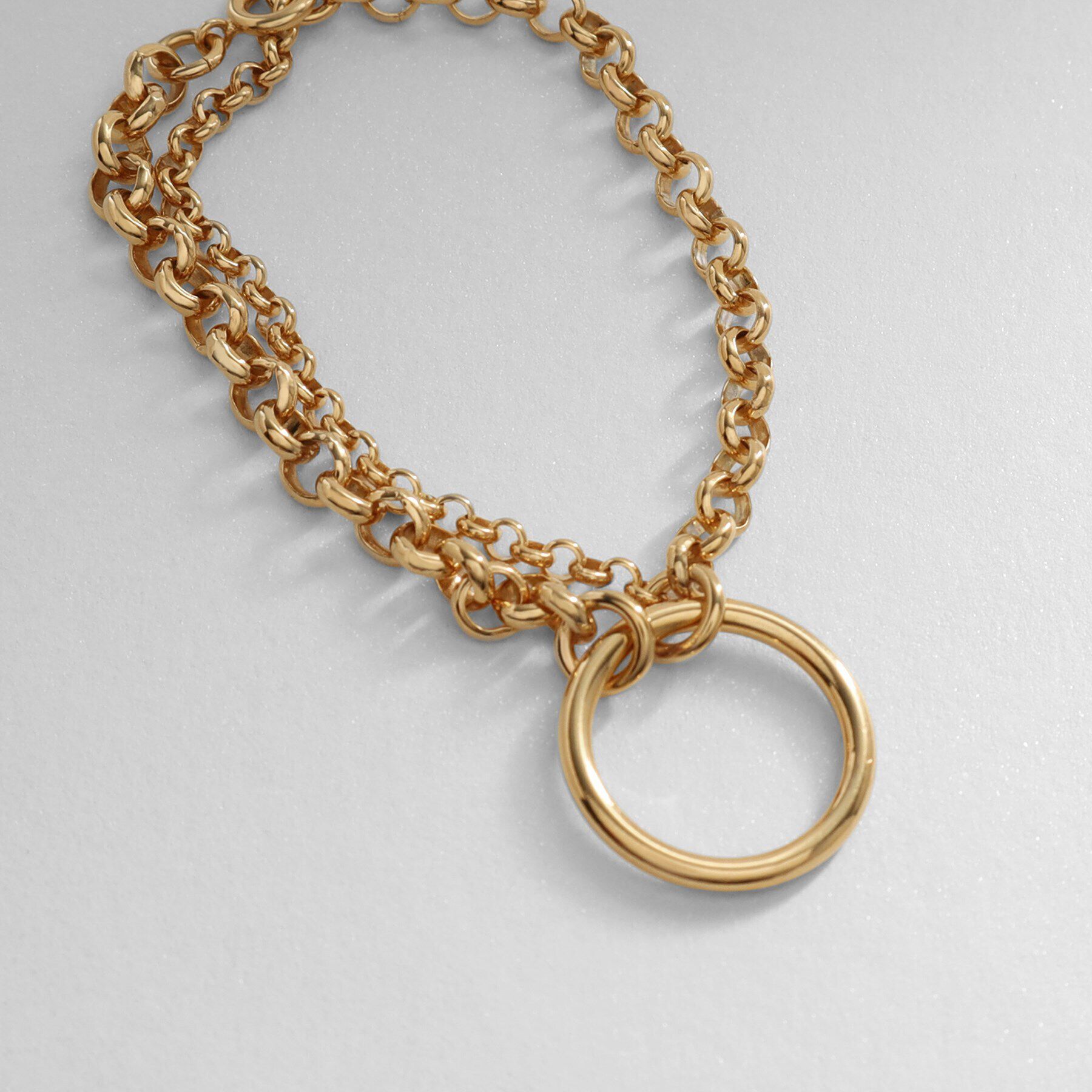 COCOSHNIK ONKITSCH「シルバー サークルモチーフ ダブルチェーンブレスレット GP」|ブレスレット・バングル|