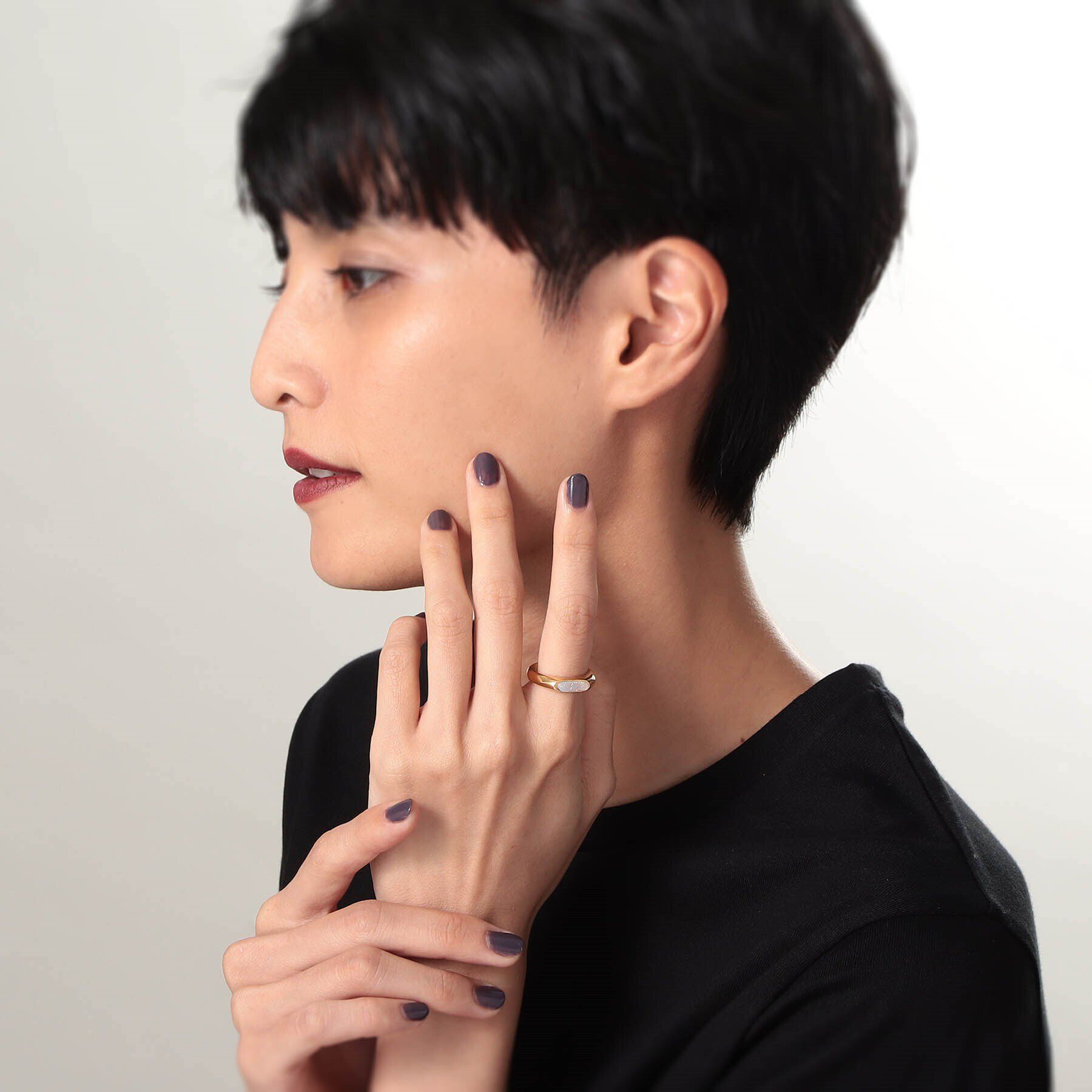 COCOSHNIK ONKITSCH「シルバー カラーストーン ホワイトドルジーアゲート ニュアンスリングS GP」|リング|