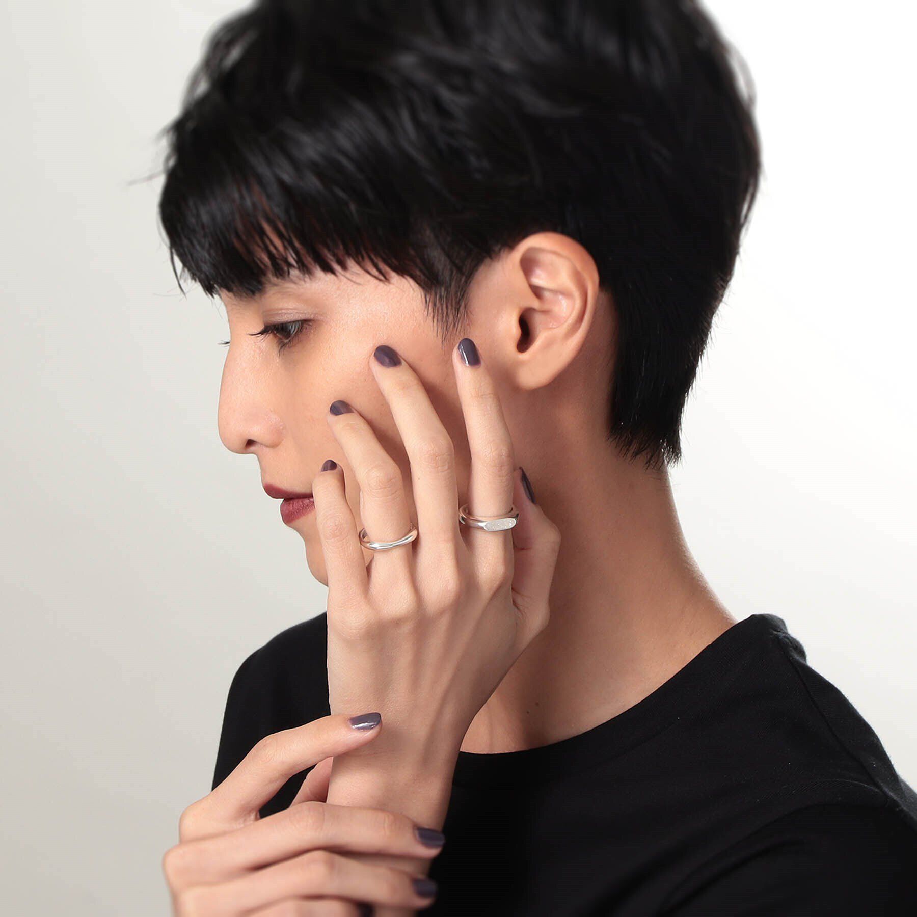 COCOSHNIK ONKITSCH「シルバー カラーストーン ホワイトドルジーアゲート ニュアンスリングS」|リング|