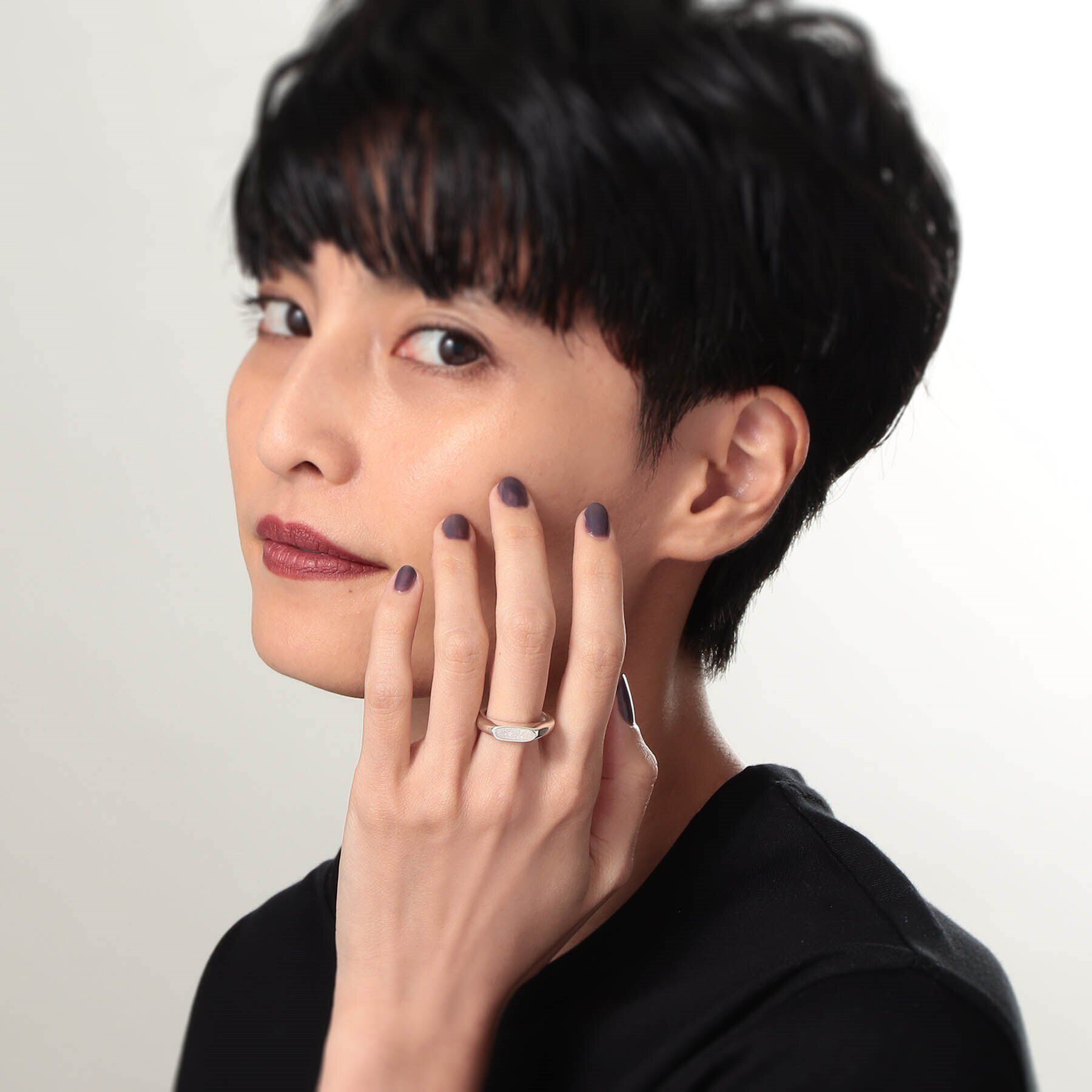 COCOSHNIK ONKITSCH「シルバー カラーストーン ホワイトドルジーアゲート ニュアンスリングS」|リング|