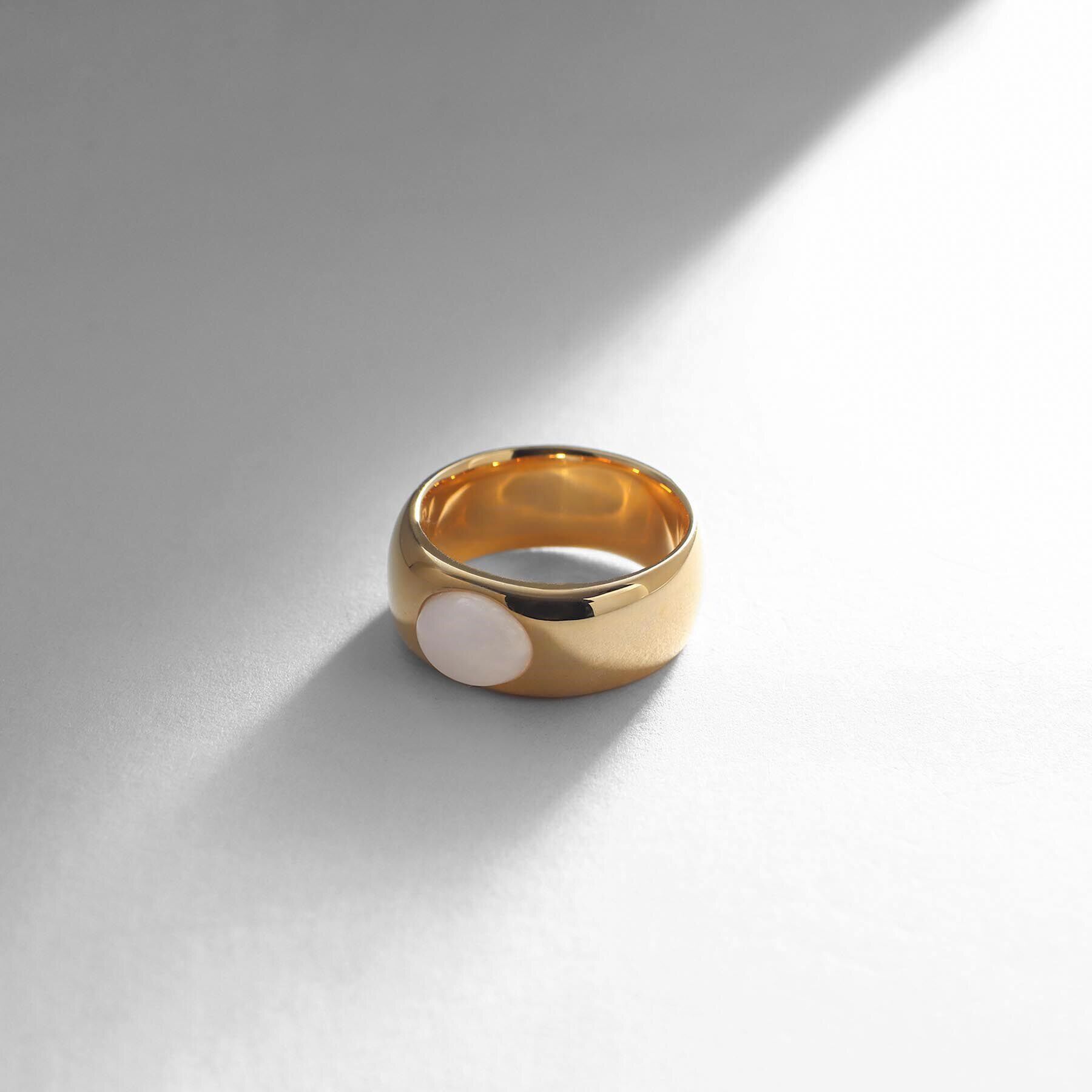 COCOSHNIK ONKITSCH「シルバー カラーストーン（ホワイトアゲート）ワイドリング GP」|リング|