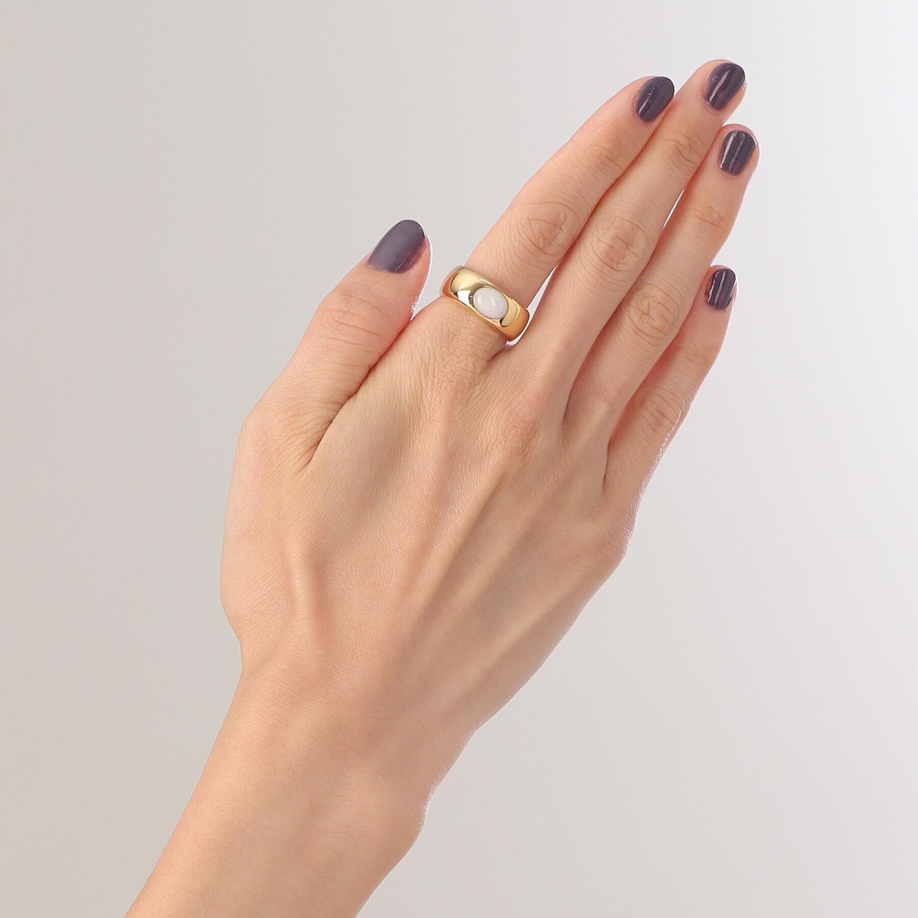 COCOSHNIK ONKITSCH「シルバー カラーストーン（ホワイトアゲート）ワイドリング GP」|リング|