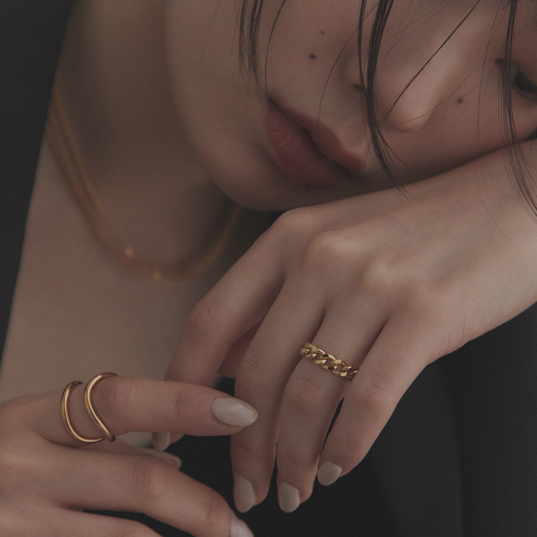 COCOSHNIK ONKITSCH「シルバー チェーンリング スパークルカットS GP」|リング|