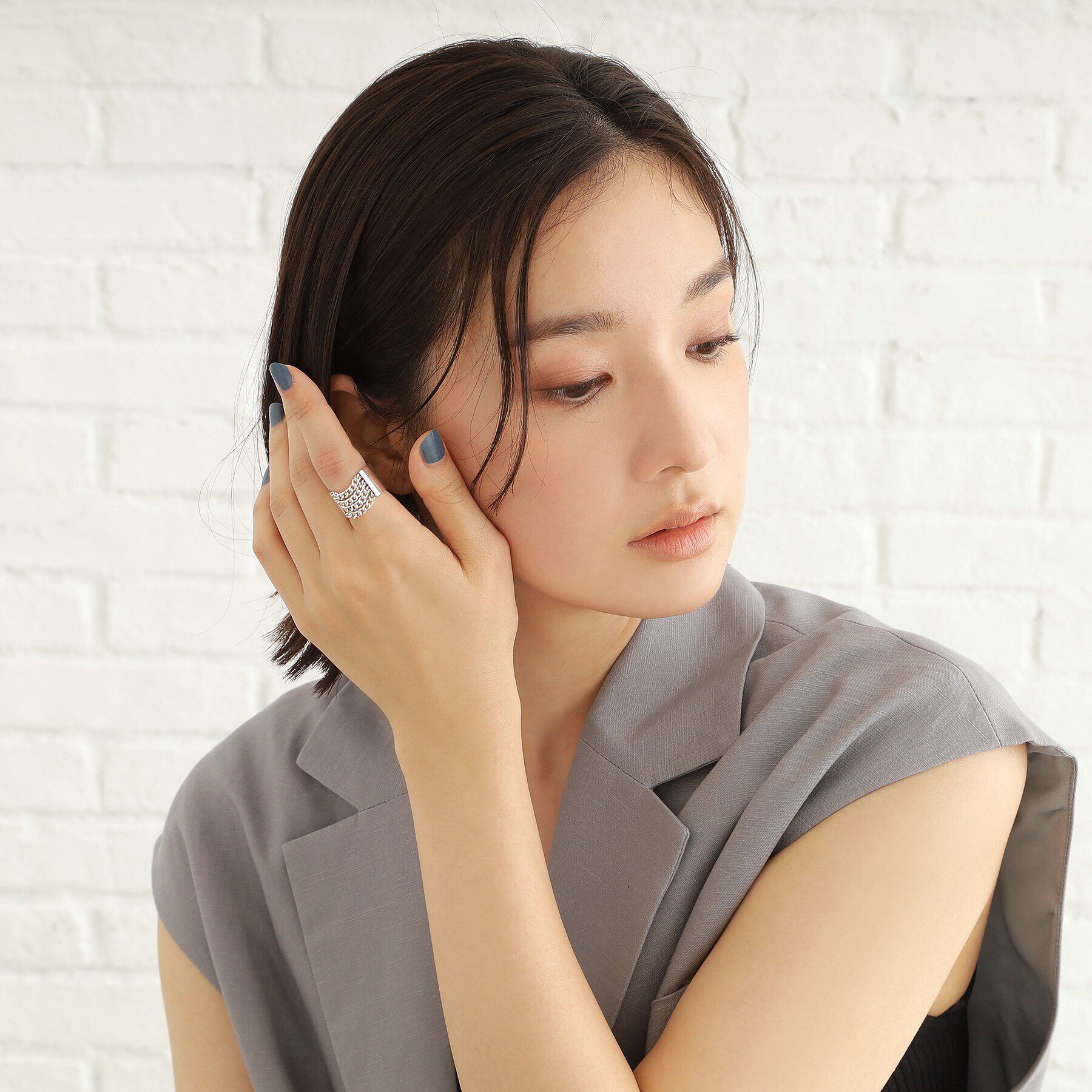 COCOSHNIK ONKITSCH「シルバー ドレープルーズ チェーンリング」|リング|