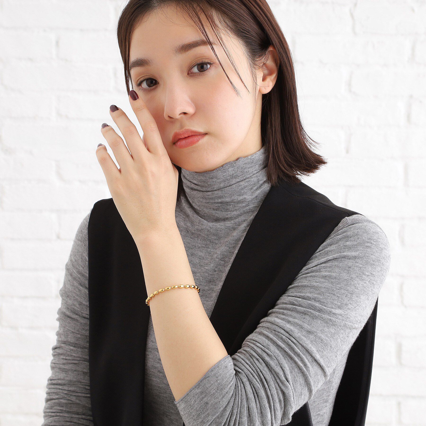 COCOSHNIK ONKITSCH「シルバー デザインチェーン オーバルボールL ブレスレット GP」|ブレスレット・バングル|