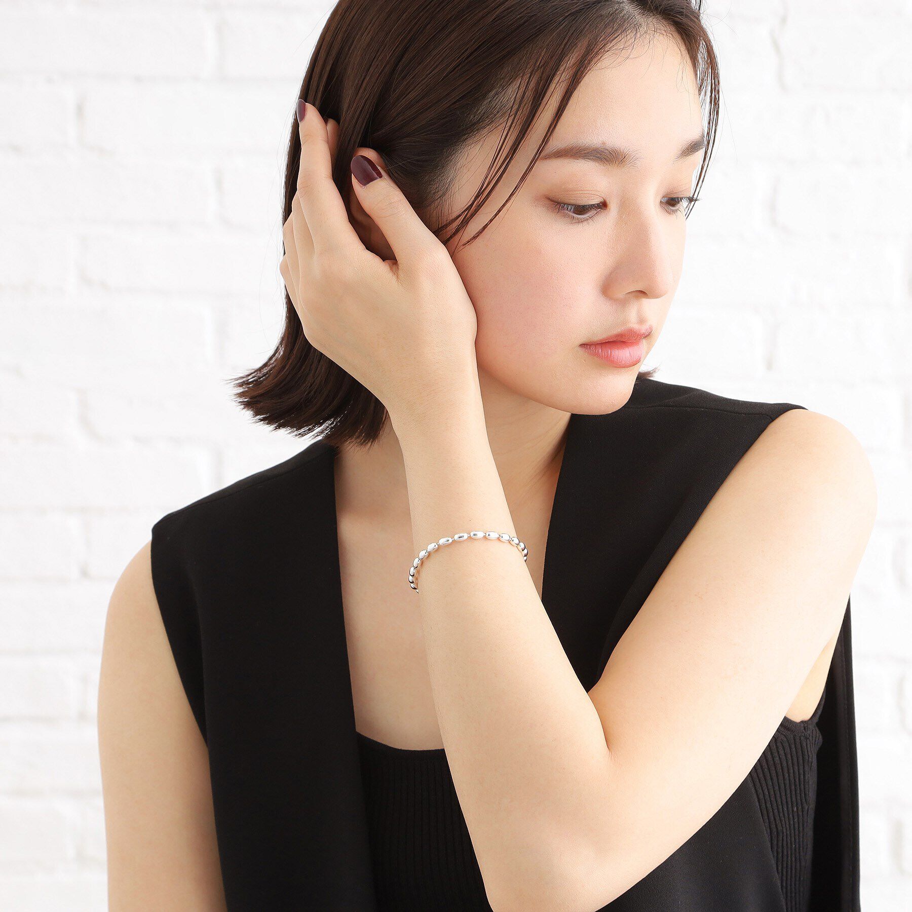 COCOSHNIK ONKITSCH「シルバー デザインチェーン オーバルボールL ブレスレット」|ブレスレット・バングル|