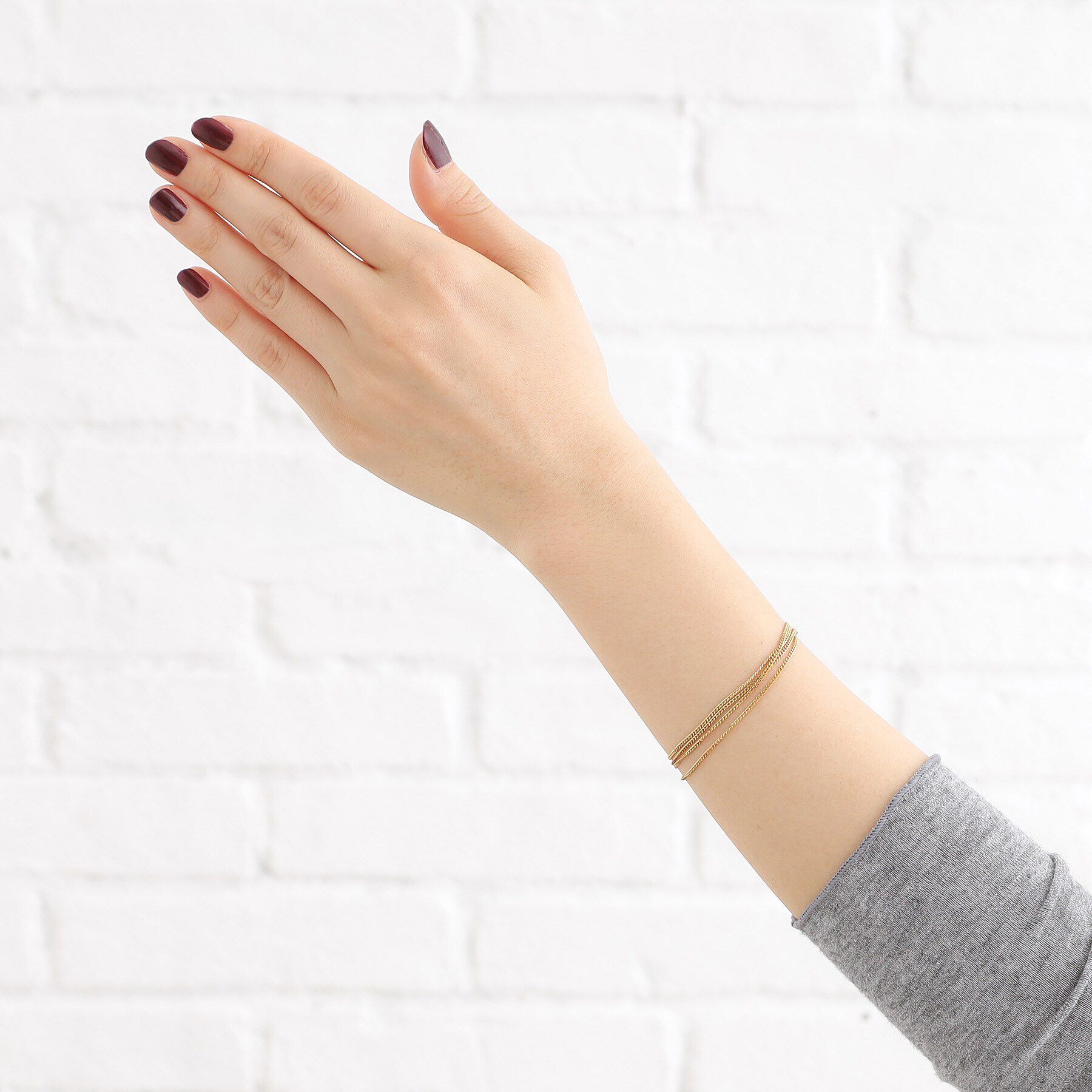 COCOSHNIK ONKITSCH「シルバー カーブチェーン レイヤード ブレスレット GP」|ブレスレット・バングル|