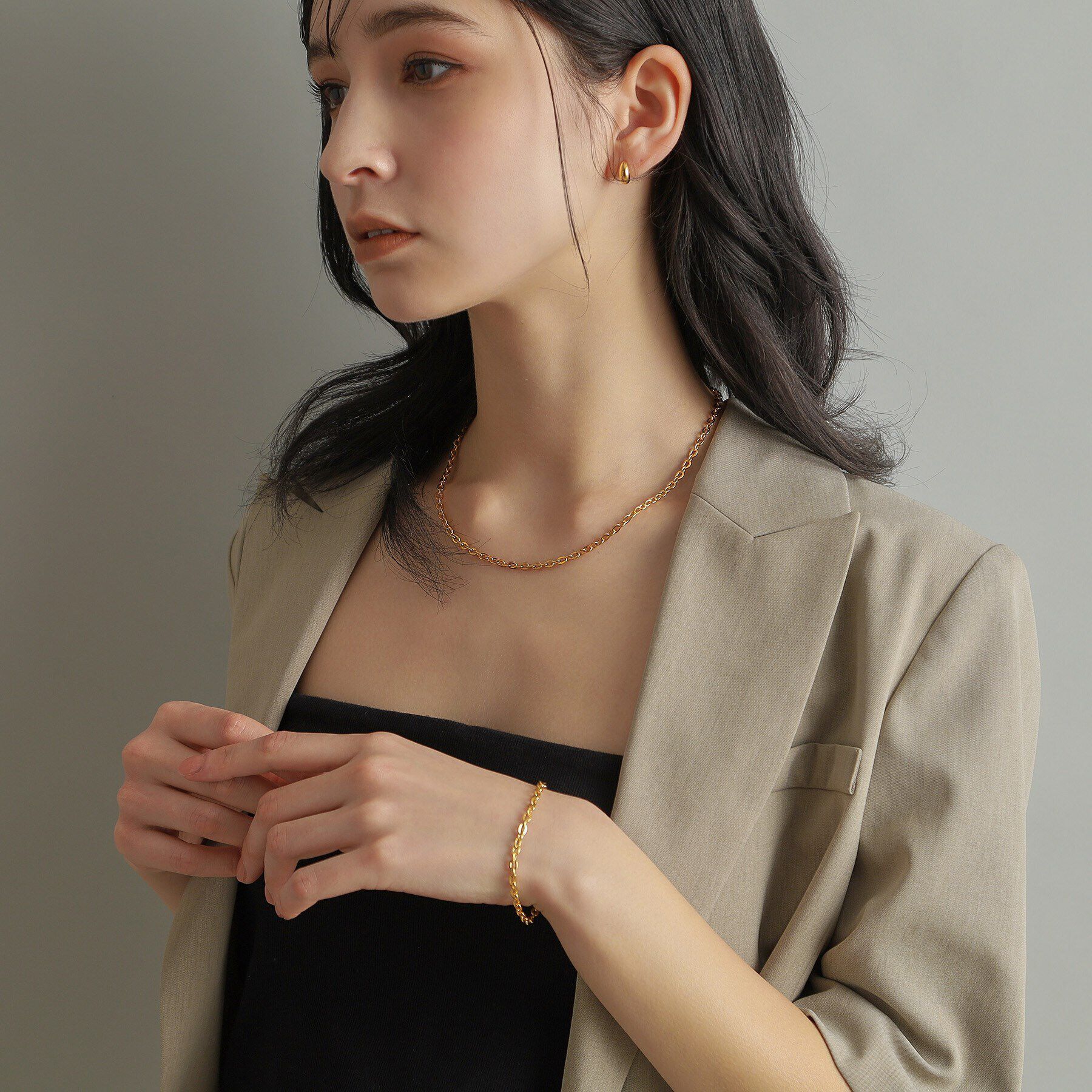 COCOSHNIK ONKITSCH「シルバー デザインチェーン フラットオーバルリンクブレスレット GP」|ブレスレット・バングル|