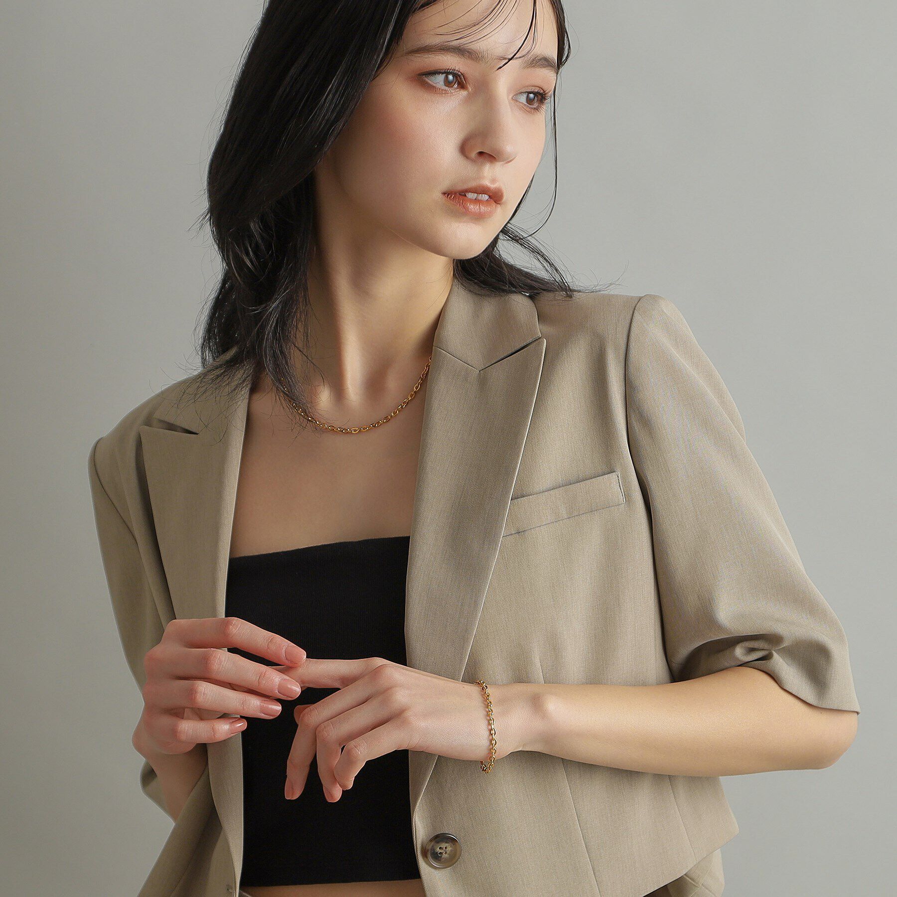 COCOSHNIK ONKITSCH「シルバー デザインチェーン フラットオーバルリンクブレスレット GP」|ブレスレット・バングル|