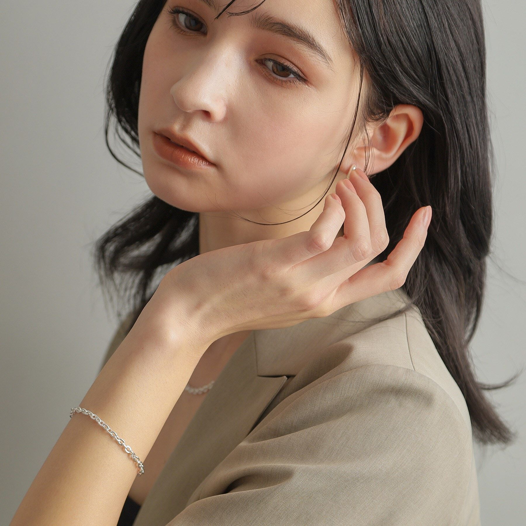 COCOSHNIK ONKITSCH「シルバー デザインチェーン フラットオーバルリンクブレスレット」|ブレスレット・バングル|