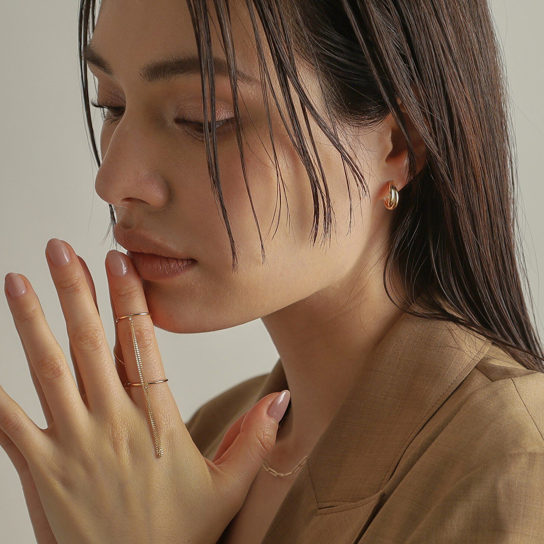 COCOSHNIK「K10キヘイチェーンツイン リング」|リング|