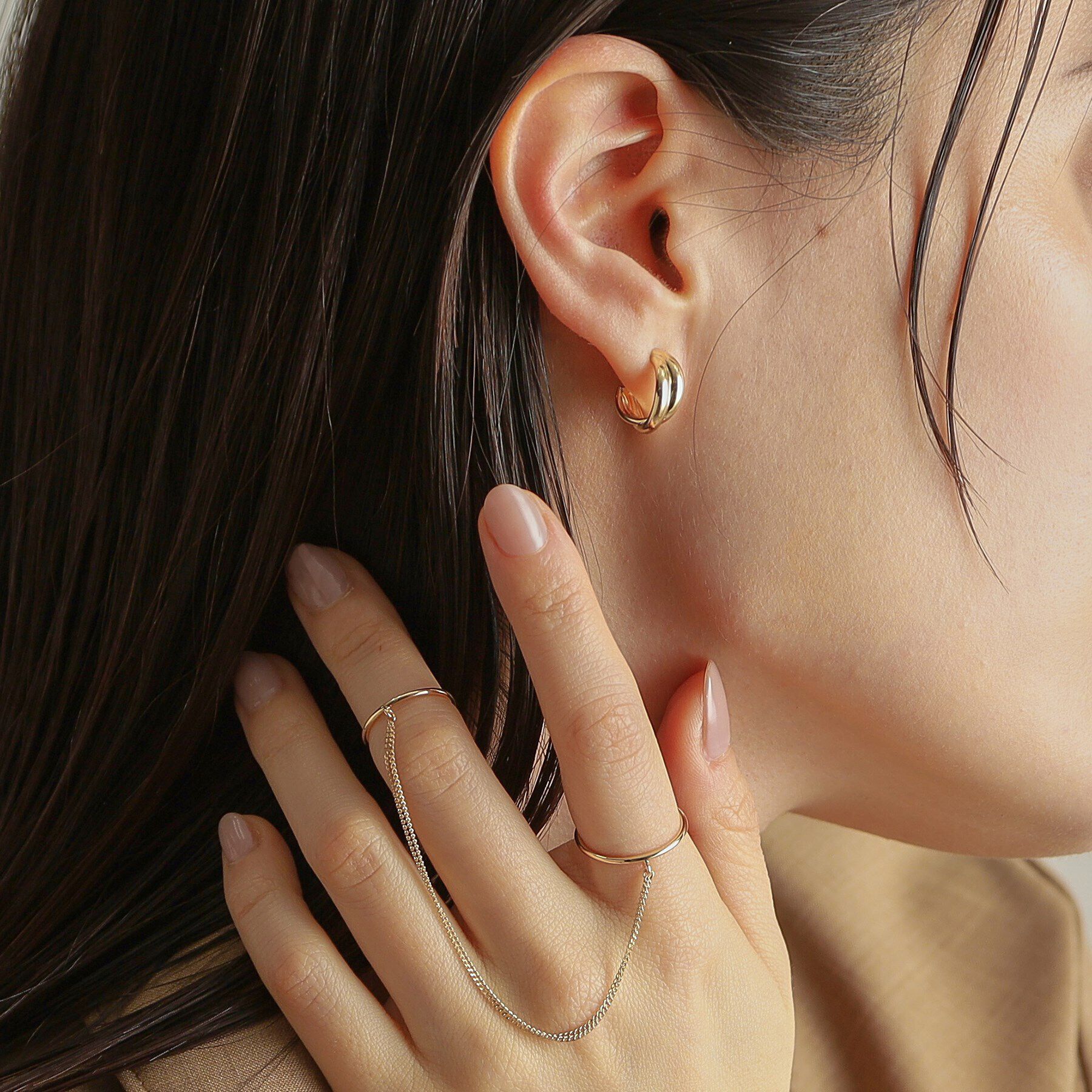 COCOSHNIK「K10キヘイチェーンツイン リング」|リング|