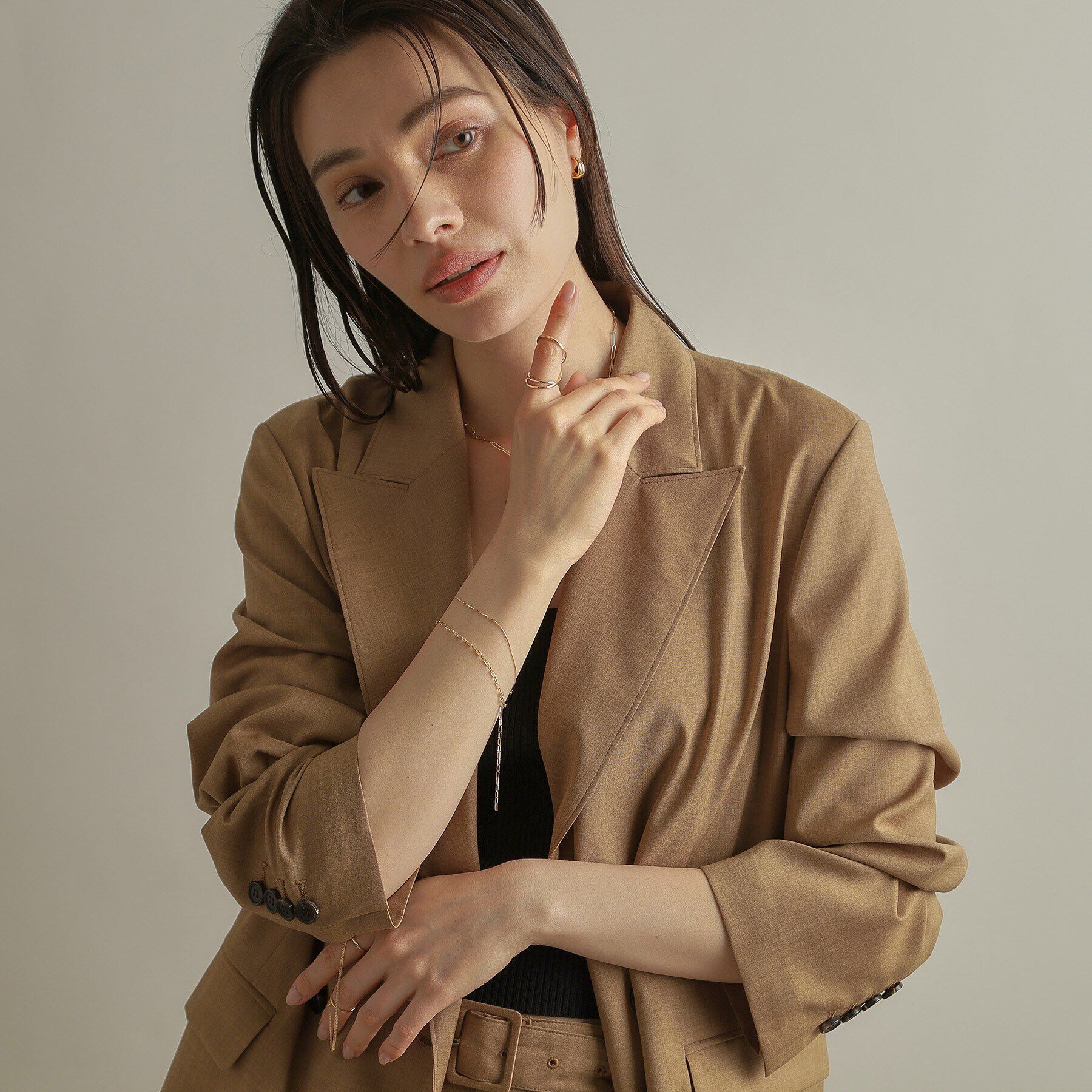 COCOSHNIK「K10キヘイチェーンツイン リング」|リング|