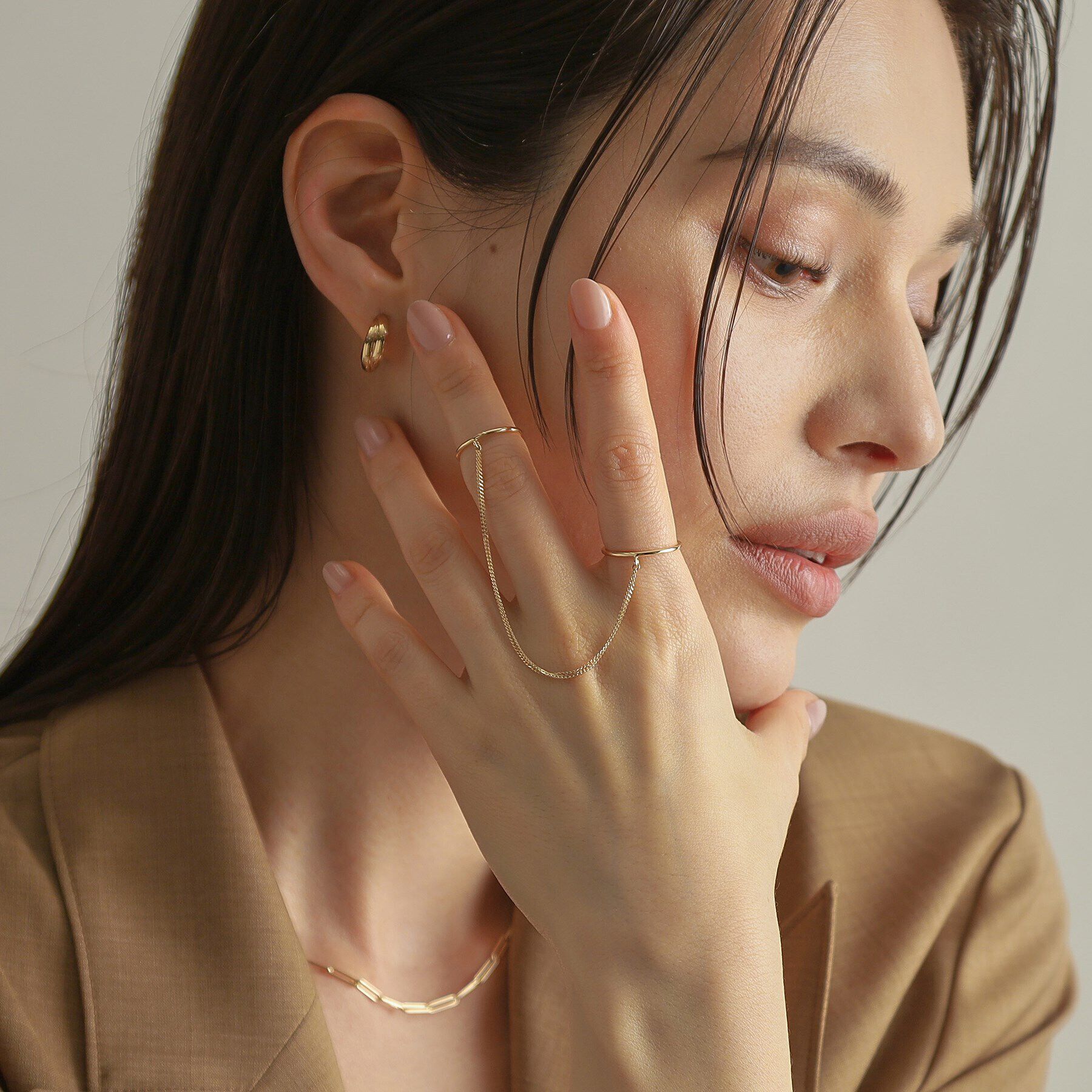 COCOSHNIK「K10キヘイチェーンツイン リング」|リング|