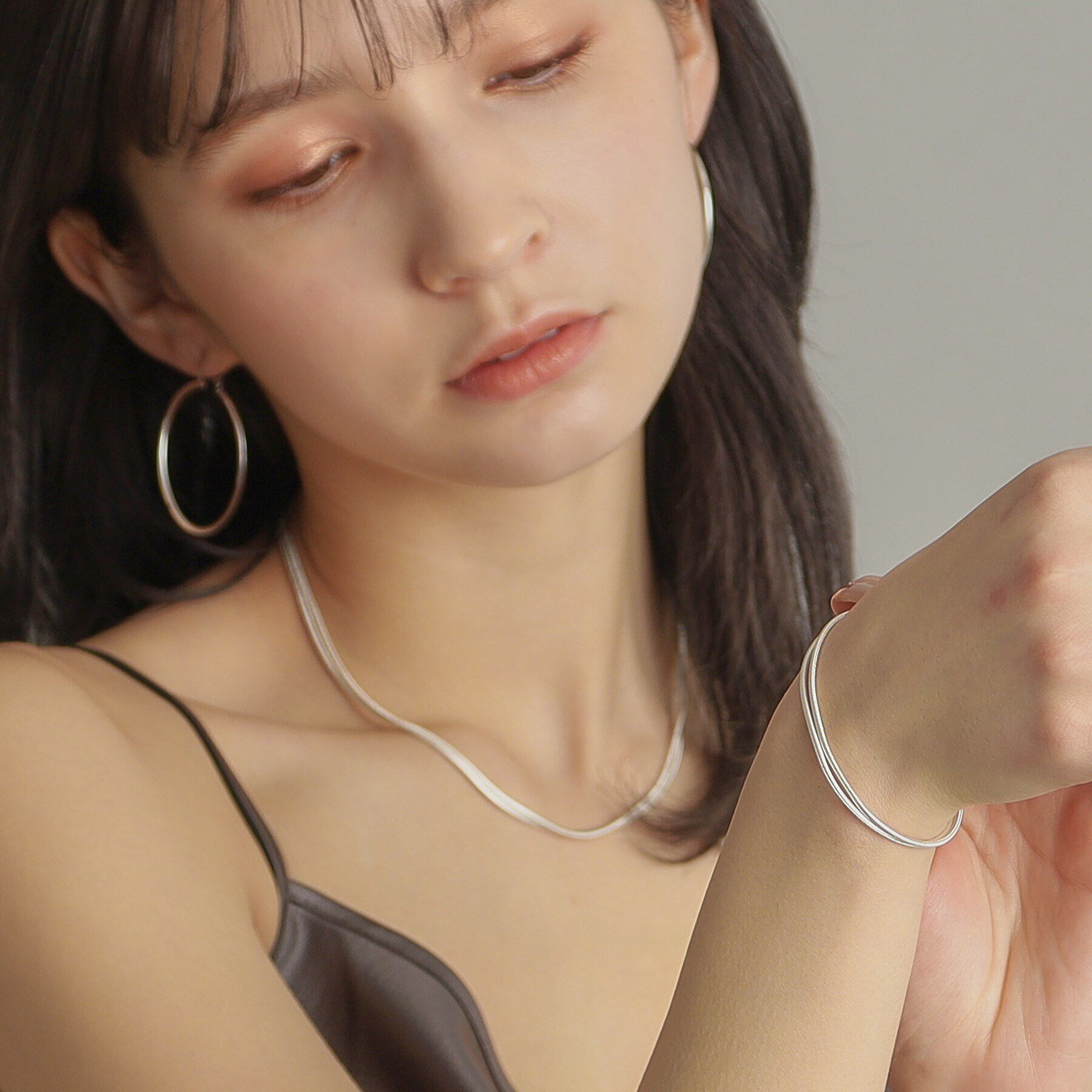 COCOSHNIK ONKITSCH「シルバー スネークチェーン ダブルブレスレット」|ブレスレット・バングル|