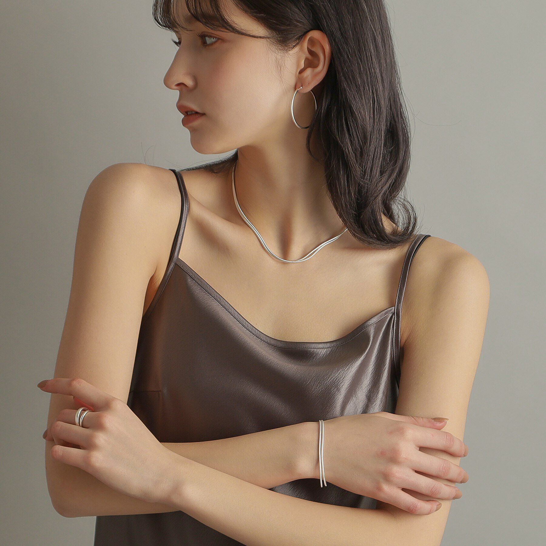 COCOSHNIK ONKITSCH「シルバー スネークチェーン ダブルブレスレット」|ブレスレット・バングル|