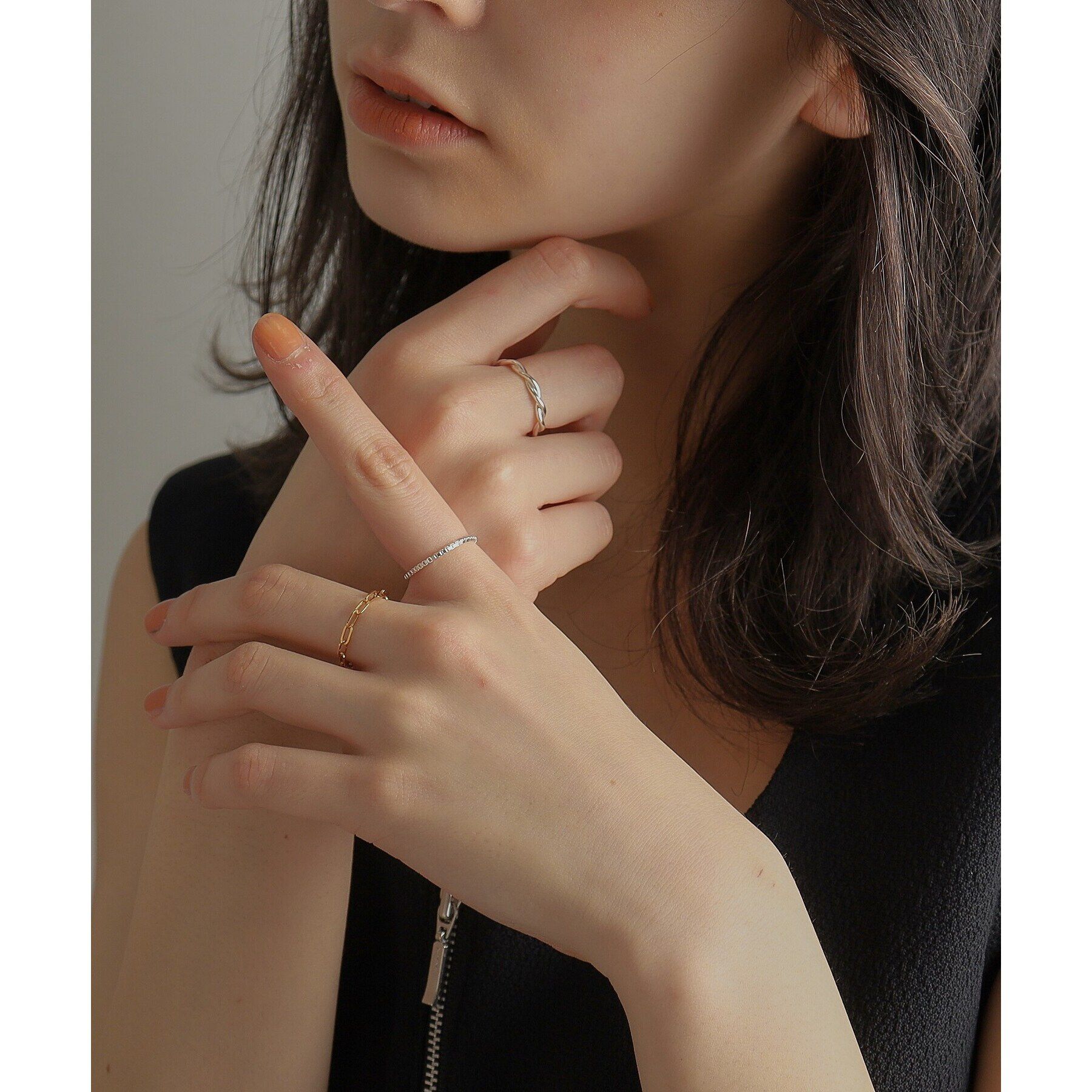 COCOSHNIK ONKITSCH「シルバー チェーンリング フラットケーブル GP」|リング|