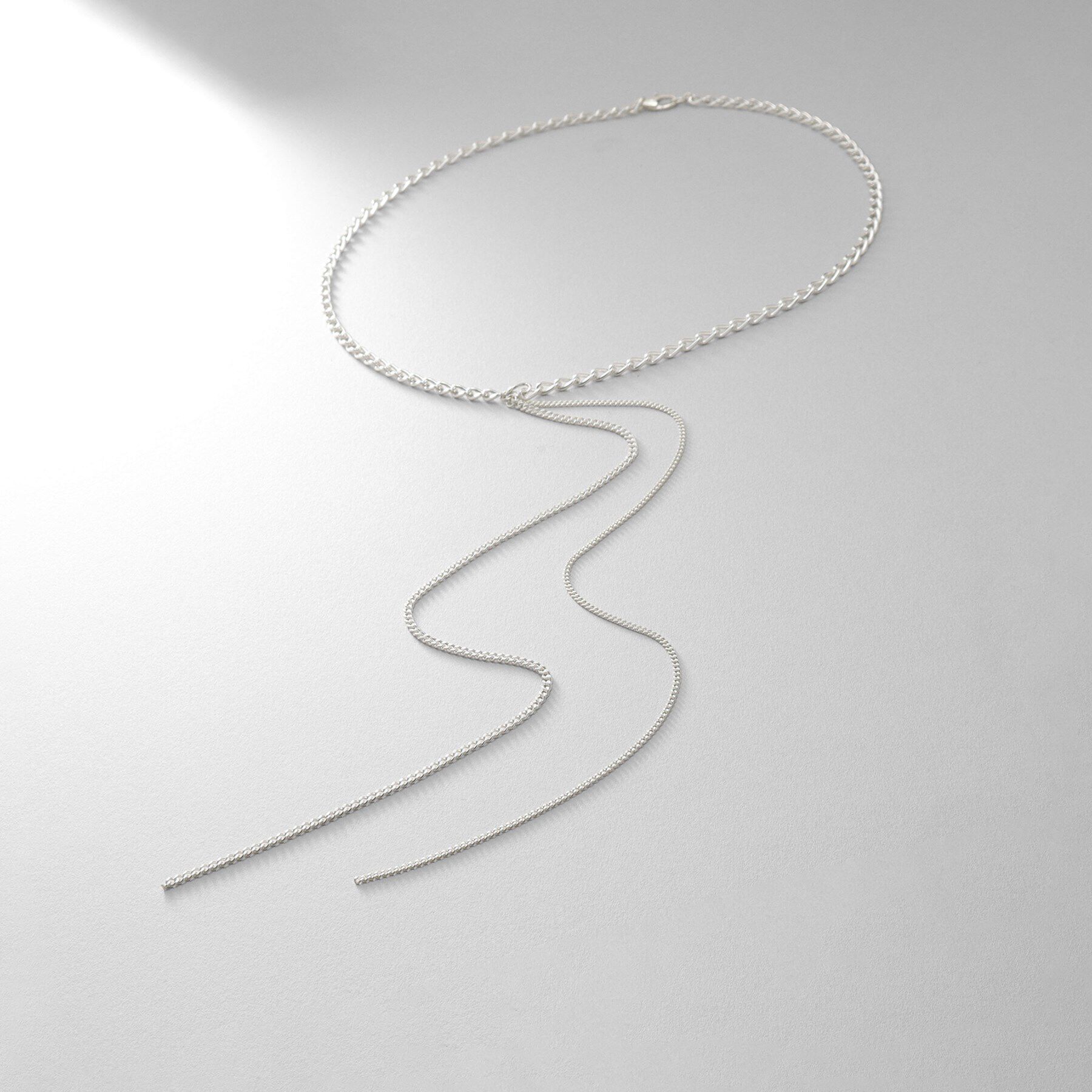 COCOSHNIK ONKITSCH「シルバー ミックスカーブチェーンフリンジ ネックレス」|ネックレス|