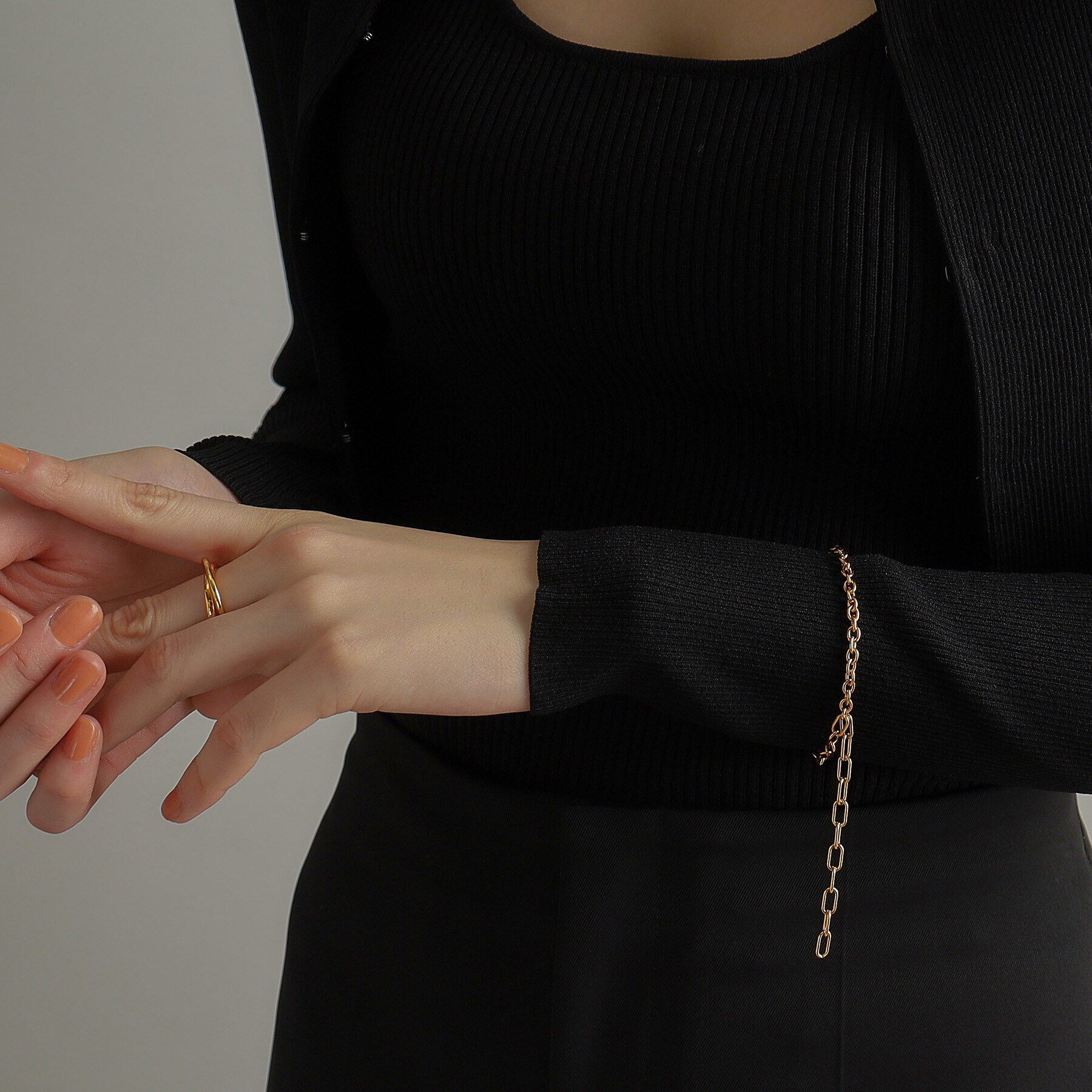 COCOSHNIK ONKITSCH「シルバー ハンギングミックスケーブルチェーン ブレスレット GP」|ブレスレット・バングル|