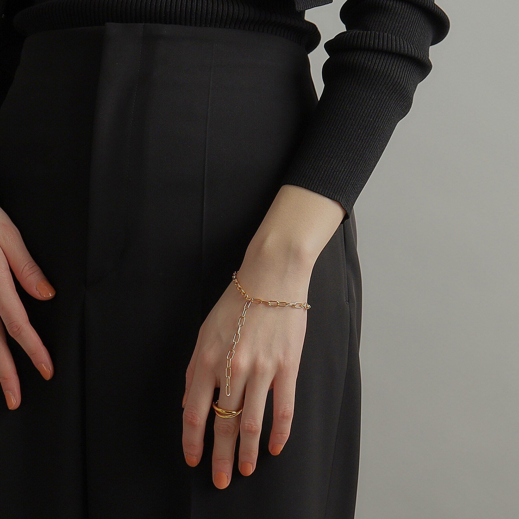 COCOSHNIK ONKITSCH「シルバー ハンギングミックスケーブルチェーン ブレスレット GP」|ブレスレット・バングル|