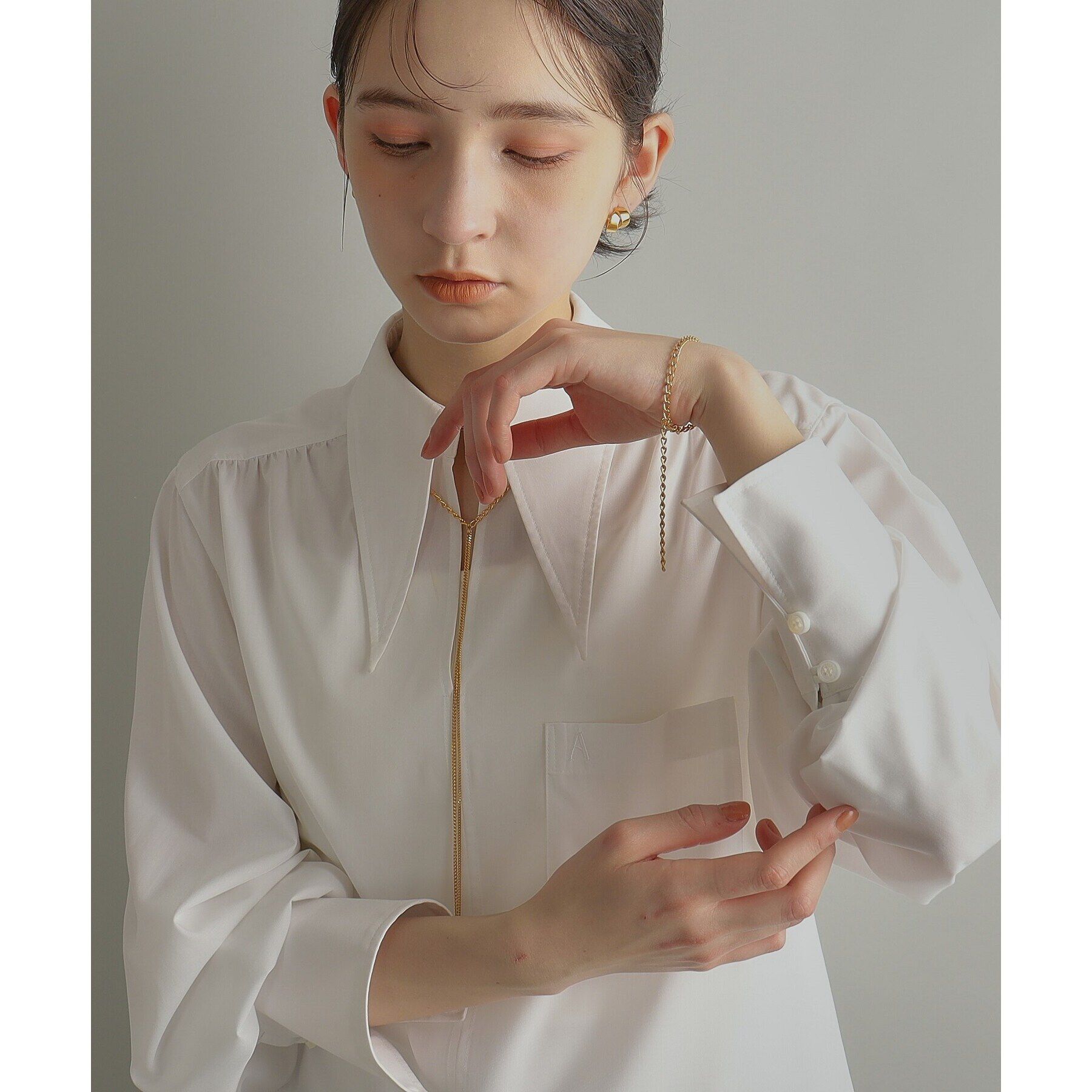 COCOSHNIK ONKITSCH「シルバー ハンギングロングカーブチェーン ブレスレット GP」|ブレスレット・バングル|