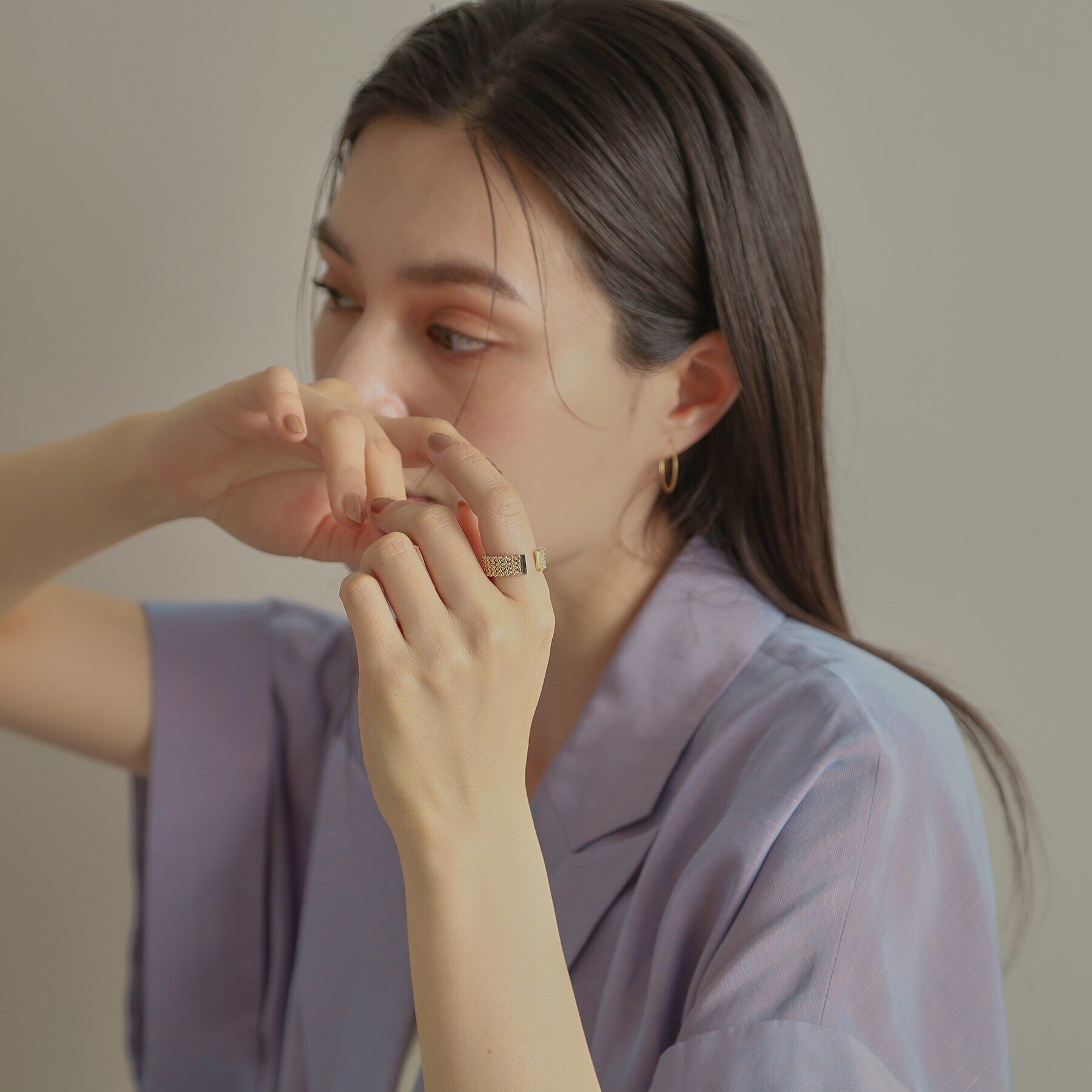 COCOSHNIK「K18ハニーカットボールオープン リング太」|リング|