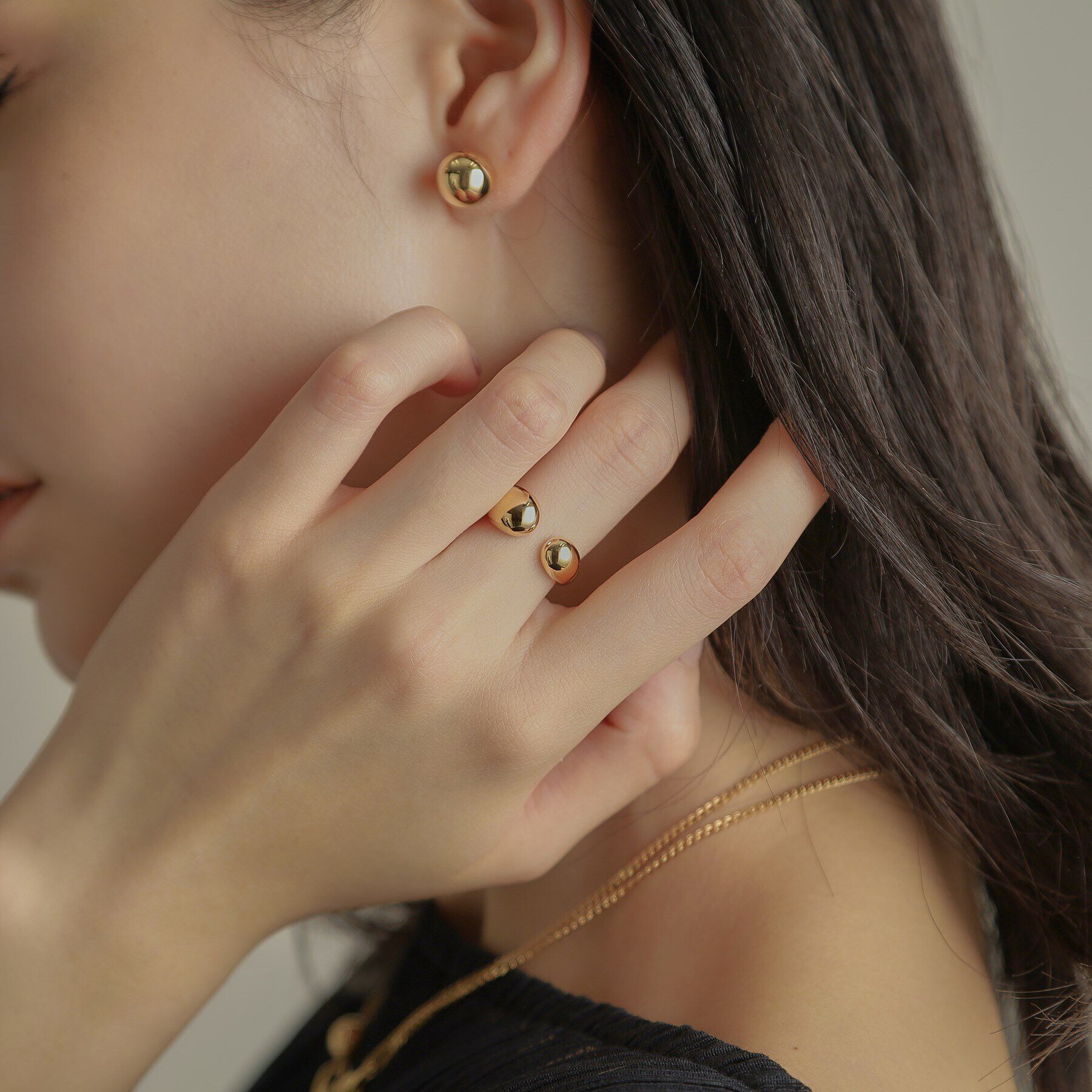 COCOSHNIK「K10プランプシェイプオープン リング」|リング|