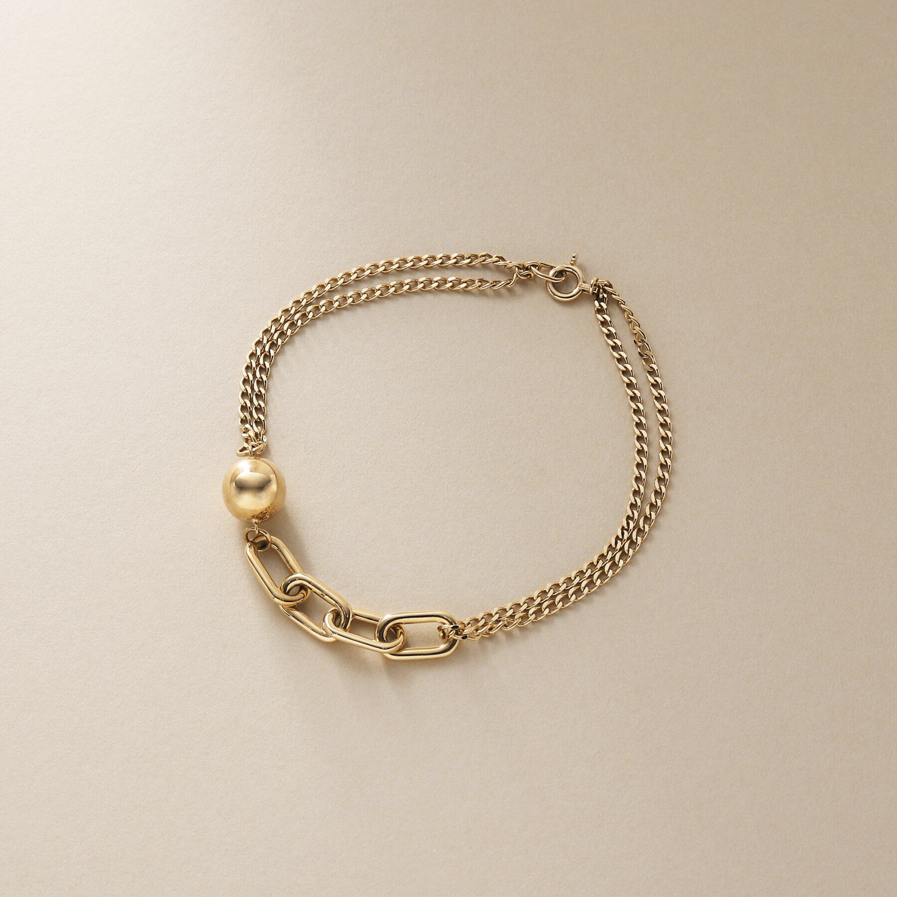 COCOSHNIK「K10中空ボールキヘイミックスチェーン ブレスレット」|ブレスレット・バングル|