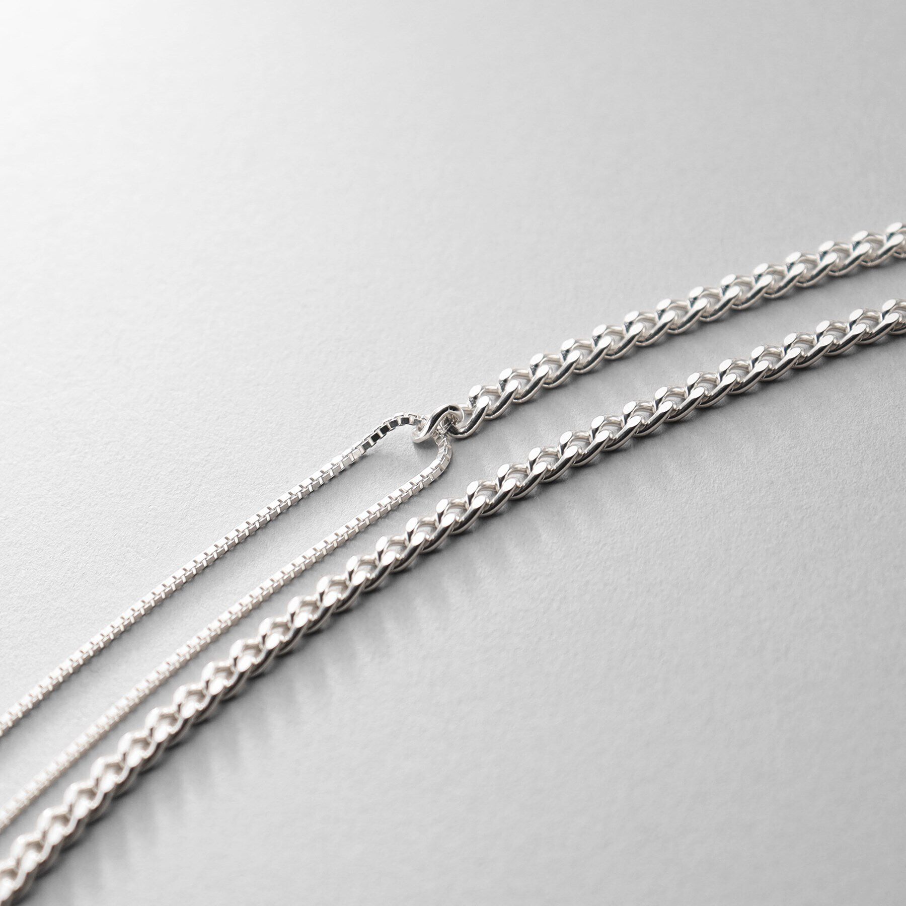 COCOSHNIK ONKITSCH「シルバー ミックスチェーン カーブ・ベネチアンネックレス」|ネックレス|