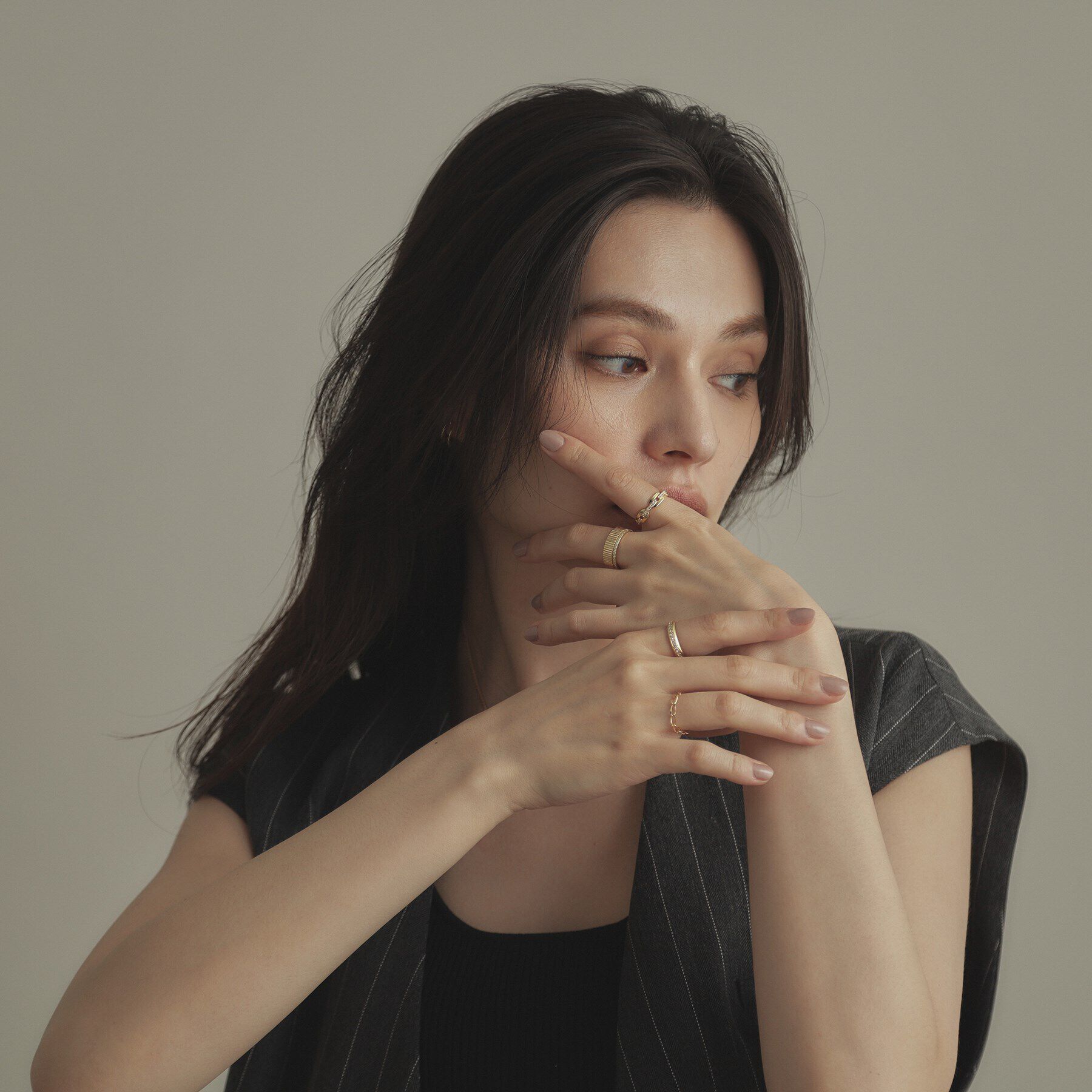 COCOSHNIK「K18ロングキヘイチェーン リング」|リング|