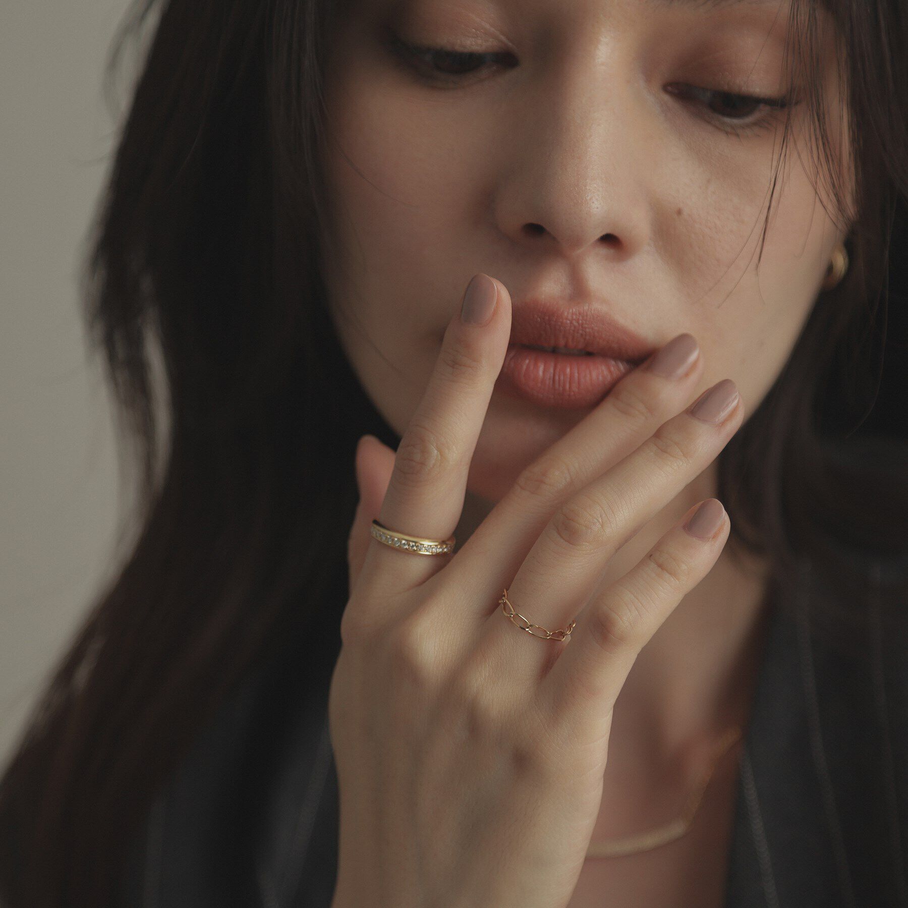 COCOSHNIK「K18ロングキヘイチェーン リング」|リング|