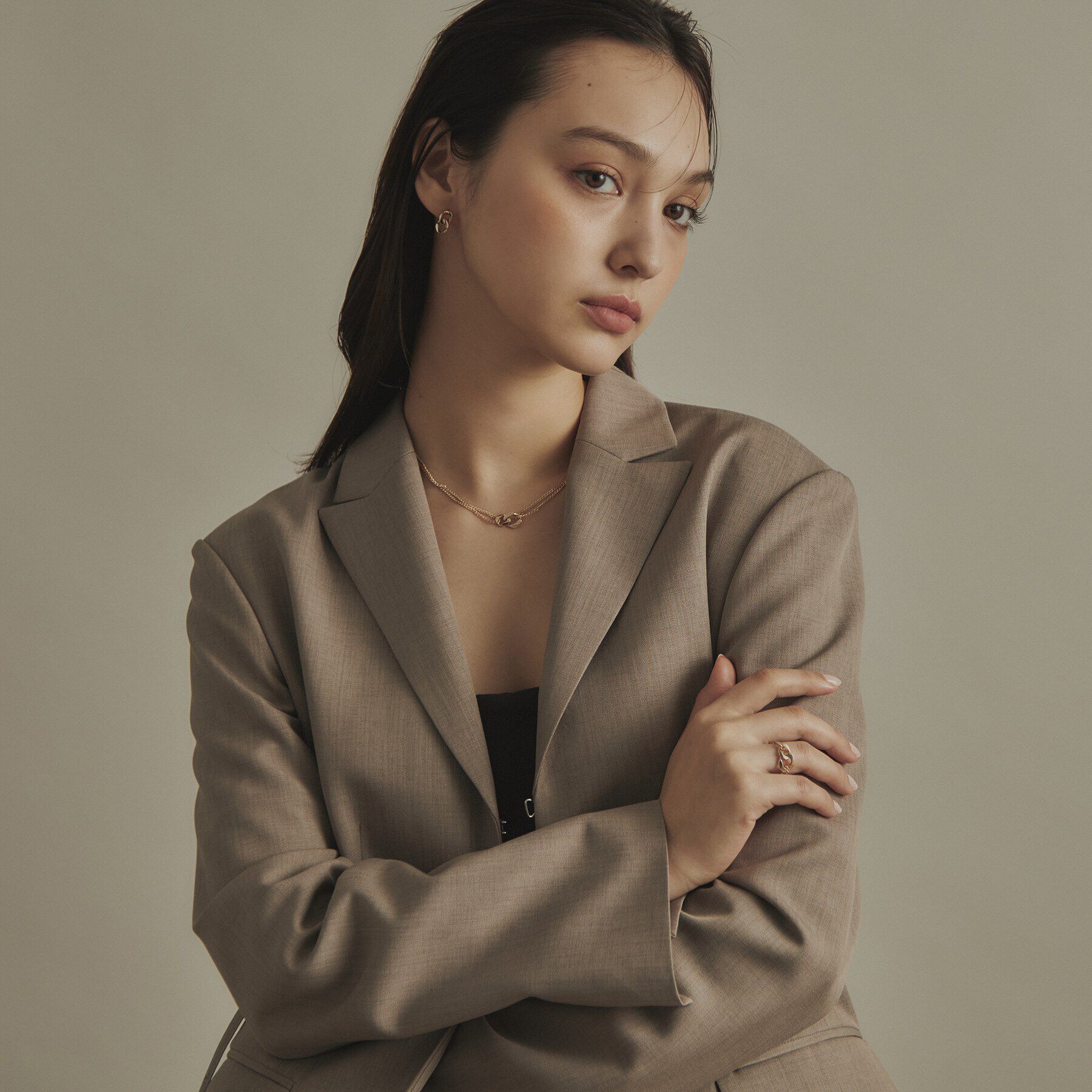 COCOSHNIK「K10キヘイモチーフダブルチェーン リング」|リング|