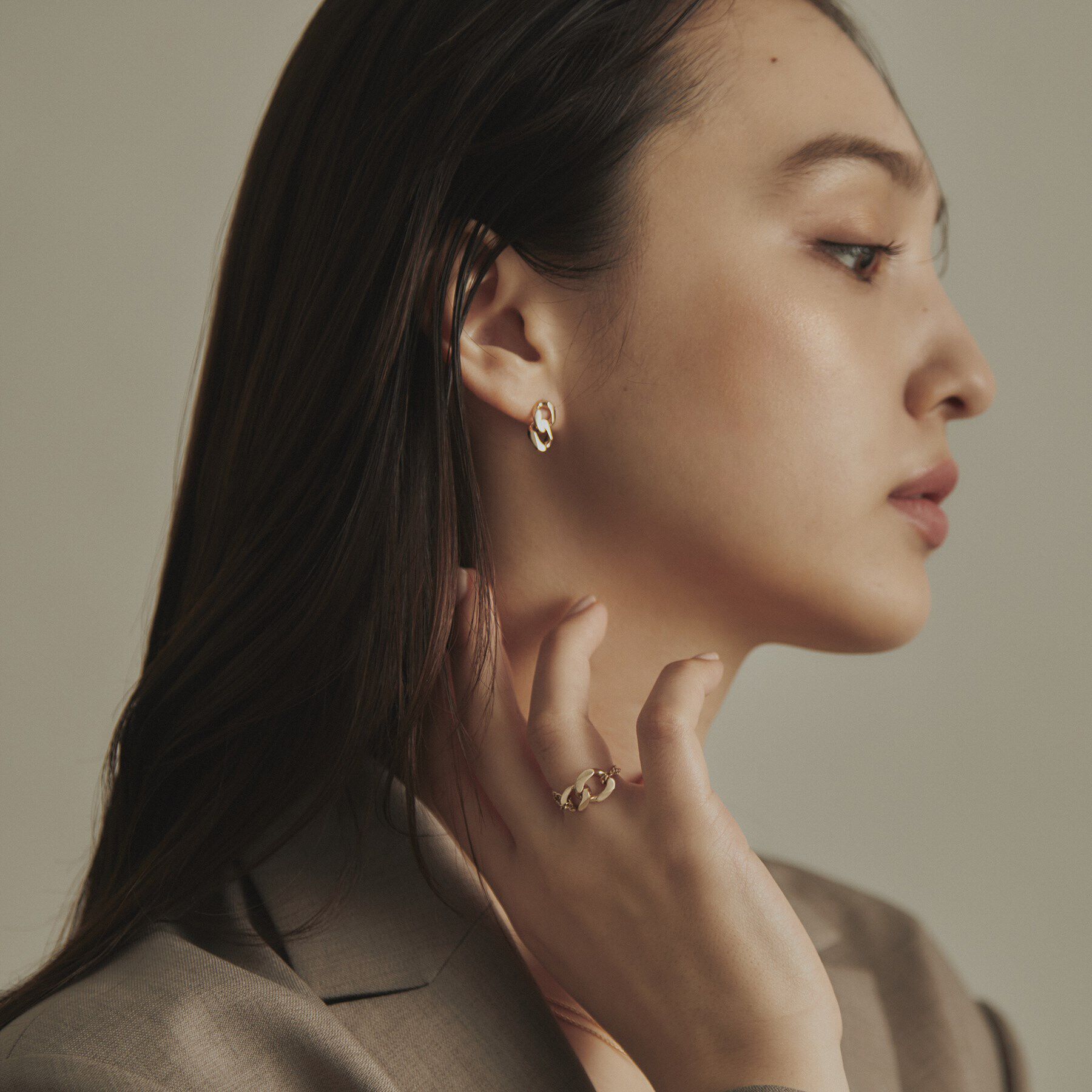 COCOSHNIK「K10キヘイモチーフダブルチェーン リング」|リング|