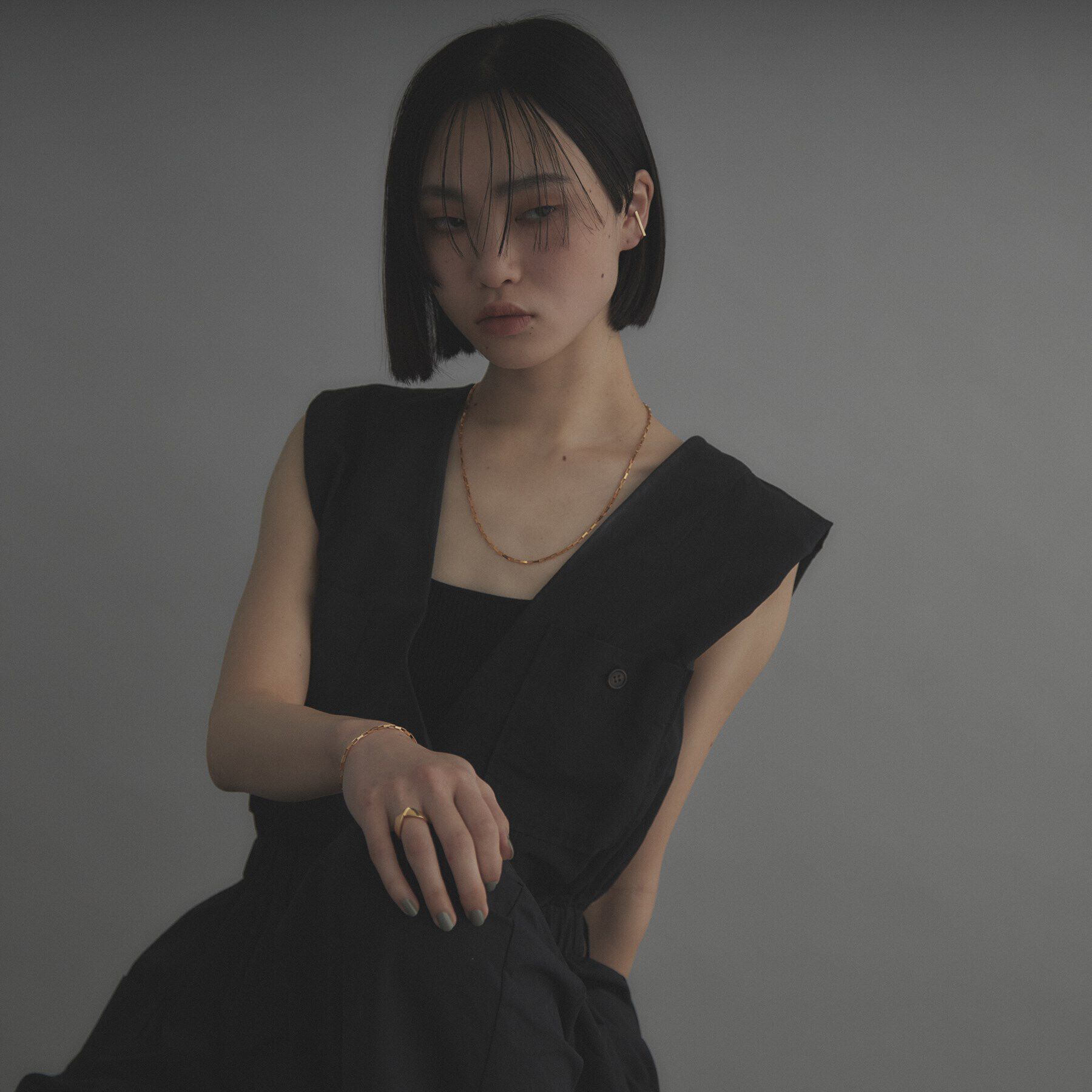 COCOSHNIK ONKITSCH「シルバー レクタングルイヤーカフ GP」|イヤリング|