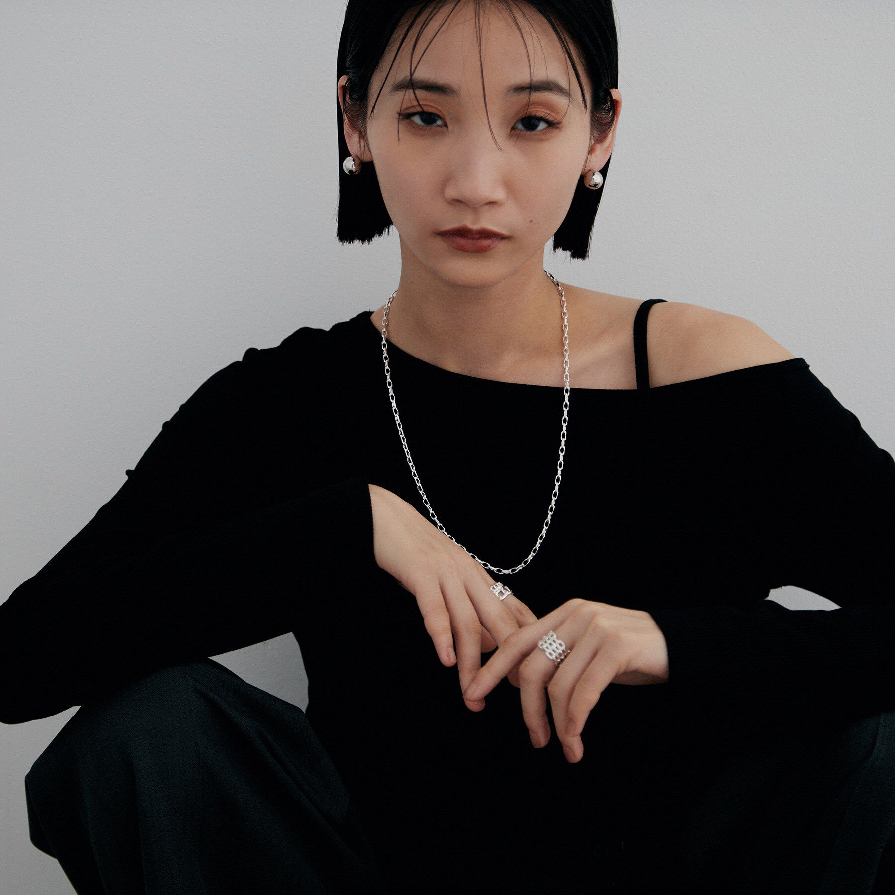 COCOSHNIK ONKITSCH「シルバー ダブルカーブチェーンモチーフリング」|リング|