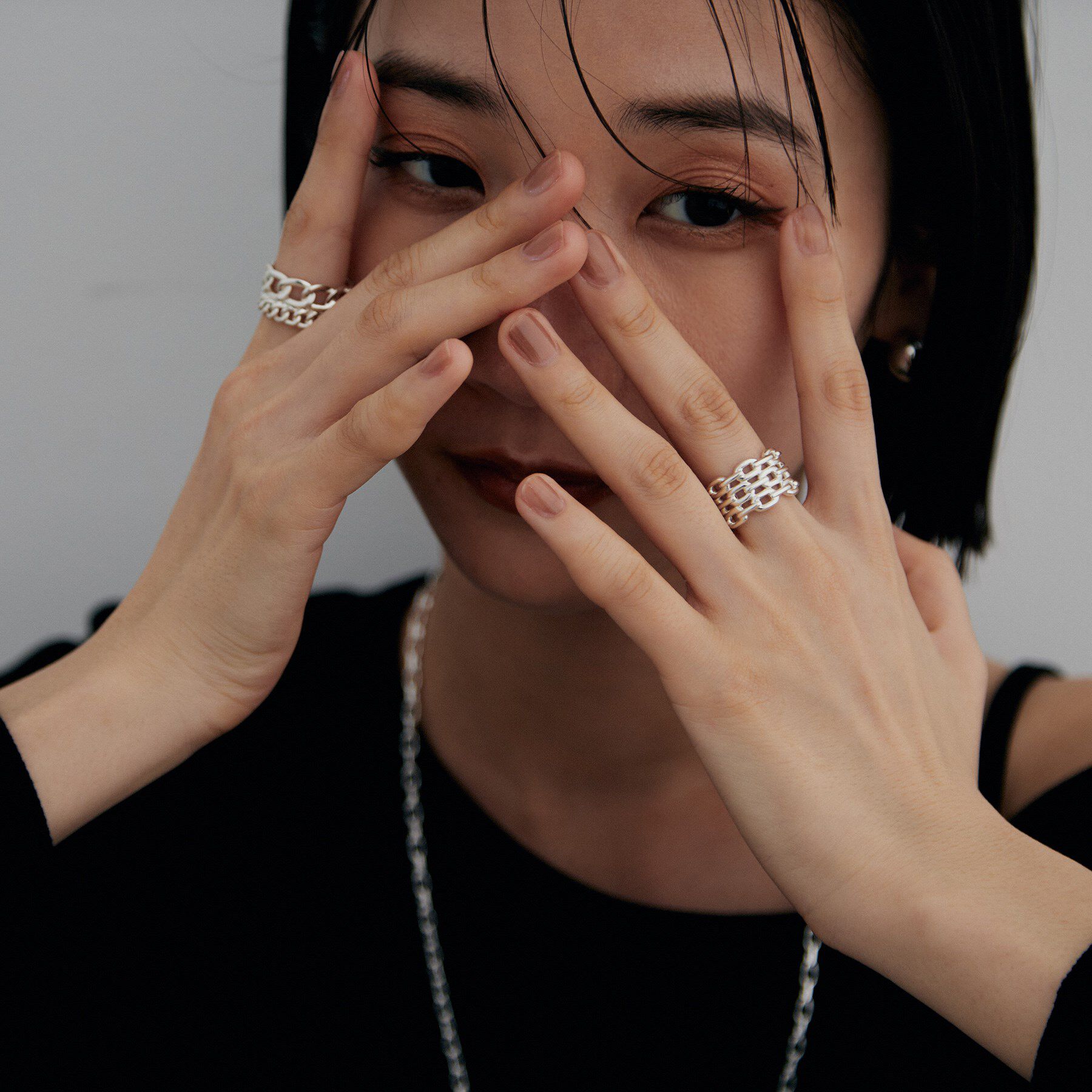 COCOSHNIK ONKITSCH「シルバー ダブルカーブチェーンモチーフリング」|リング|