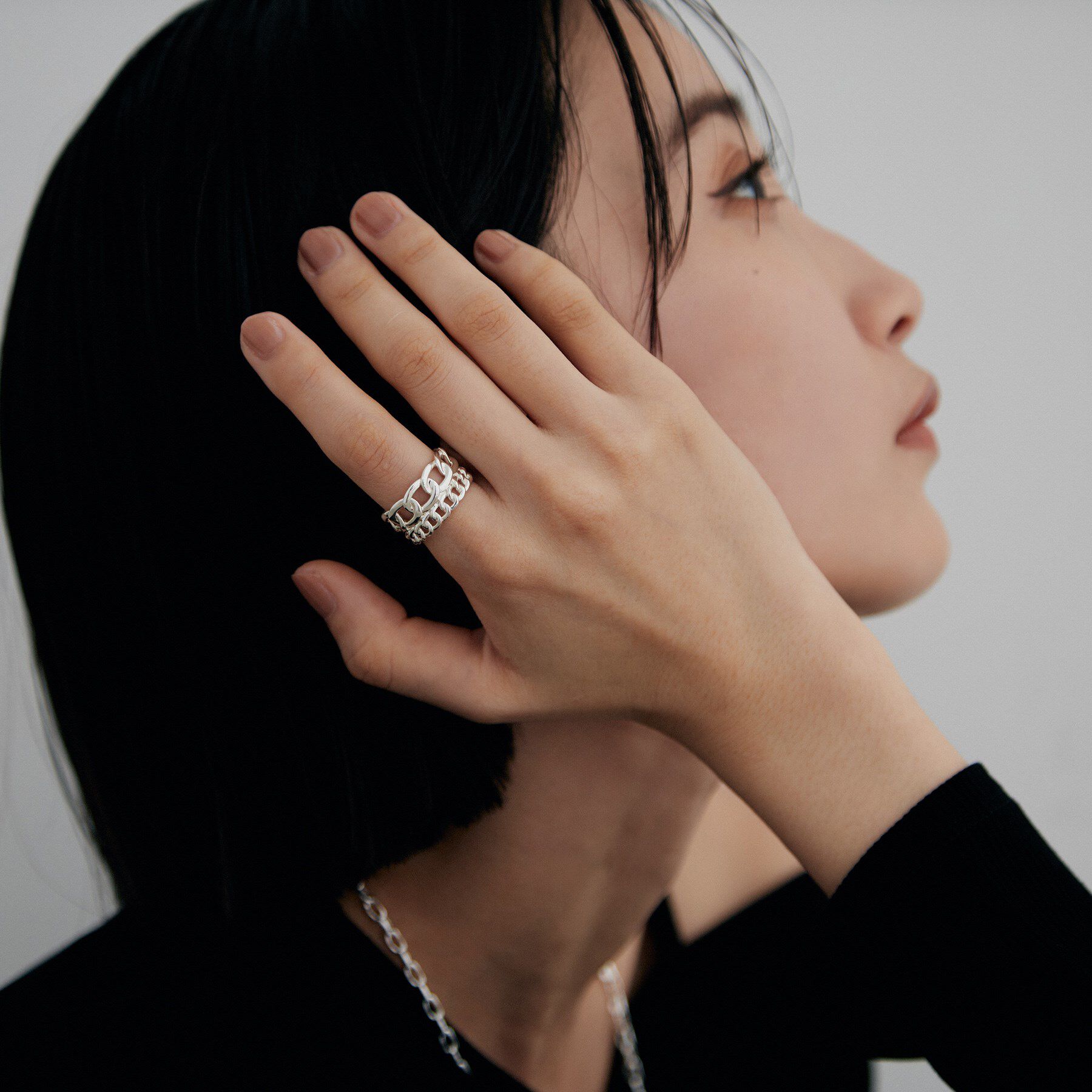 COCOSHNIK ONKITSCH「シルバー ダブルカーブチェーンモチーフリング」|リング|