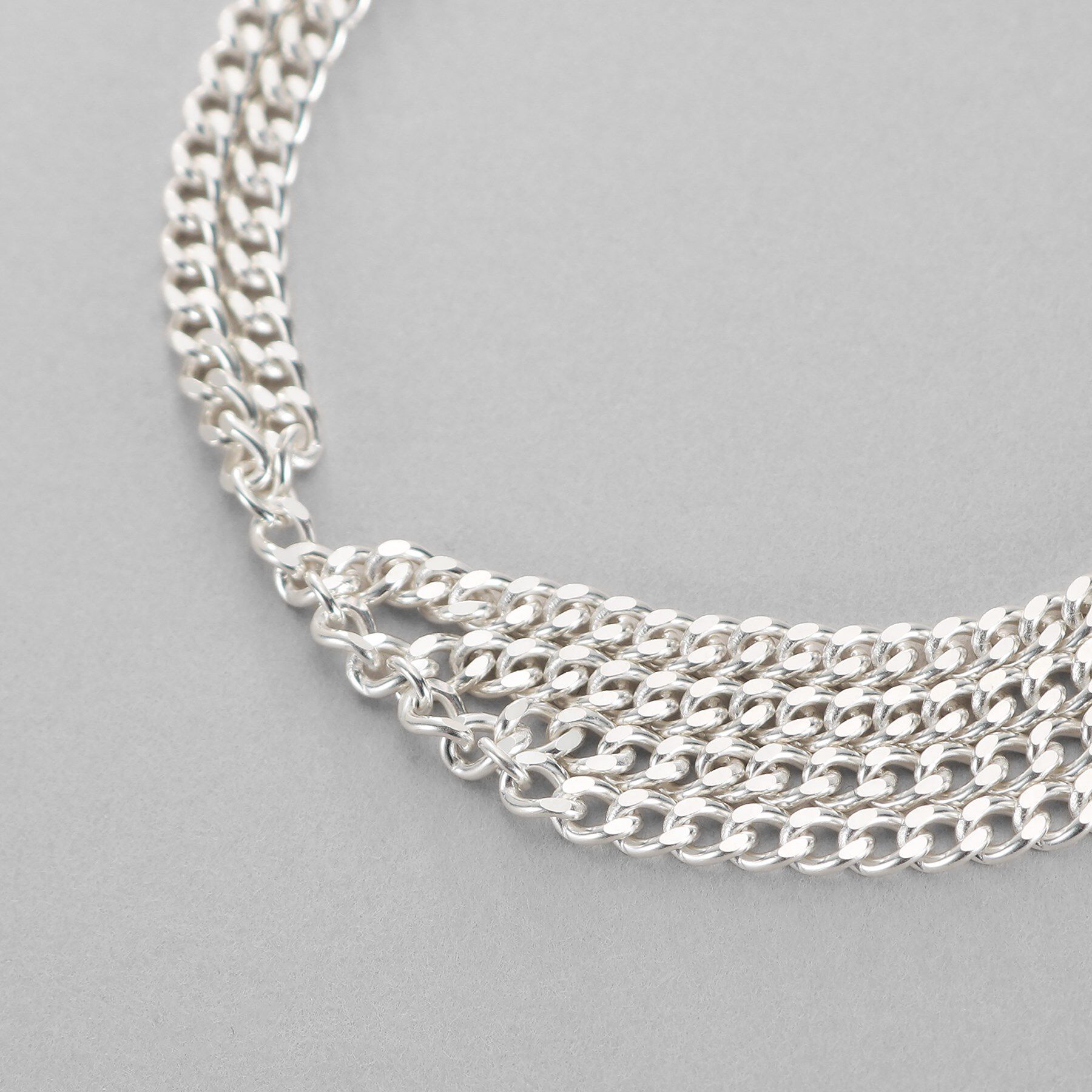 COCOSHNIK ONKITSCH「シルバー カーブチェーンアシンメトリードレープブレスレット」|ブレスレット・バングル|